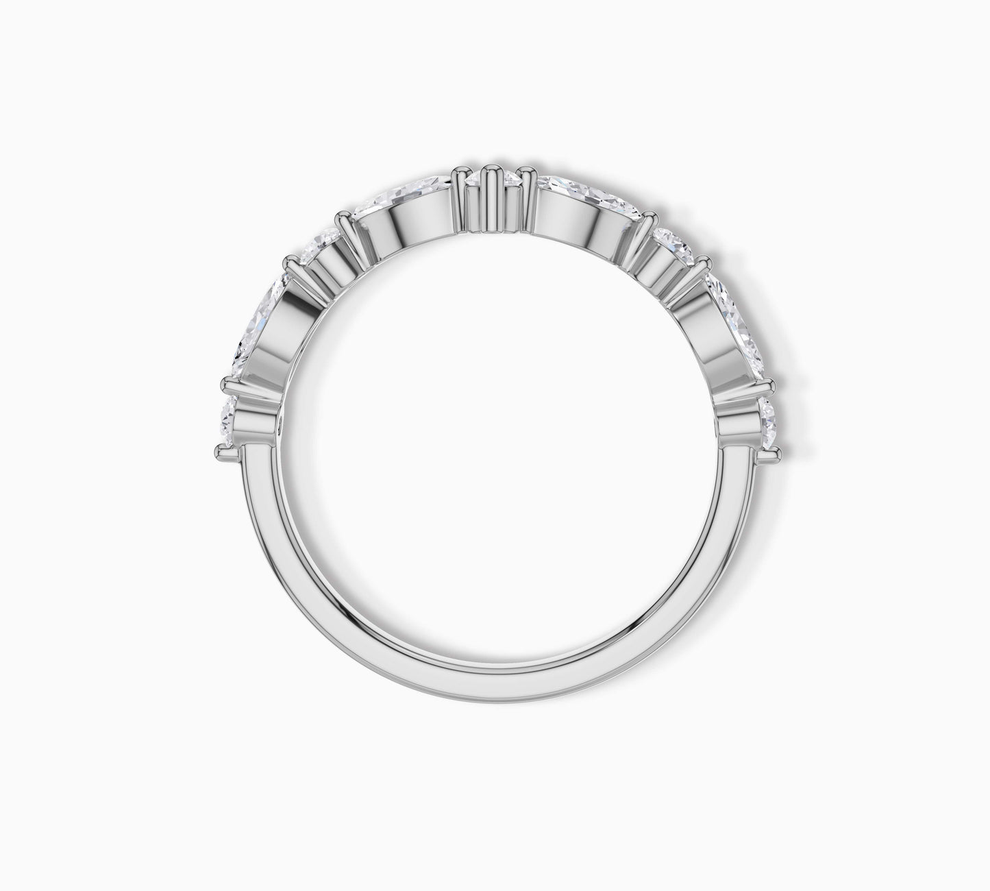 14k white gold curved wedding band