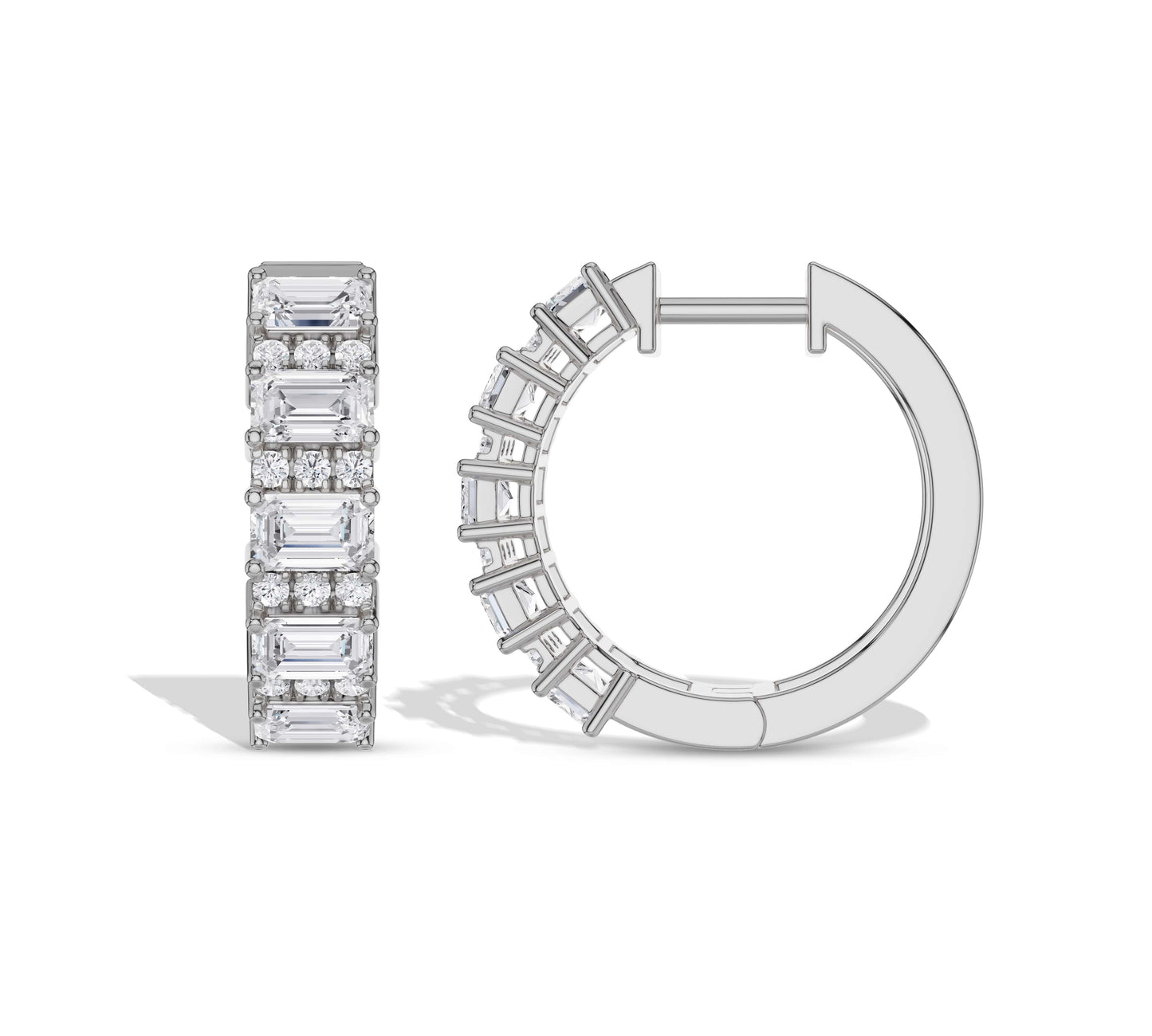 Round and Emerald Hoops