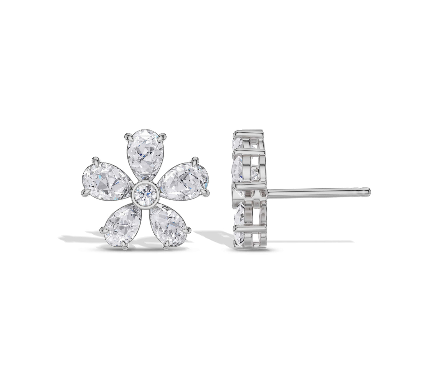 white golf flower stud earrings