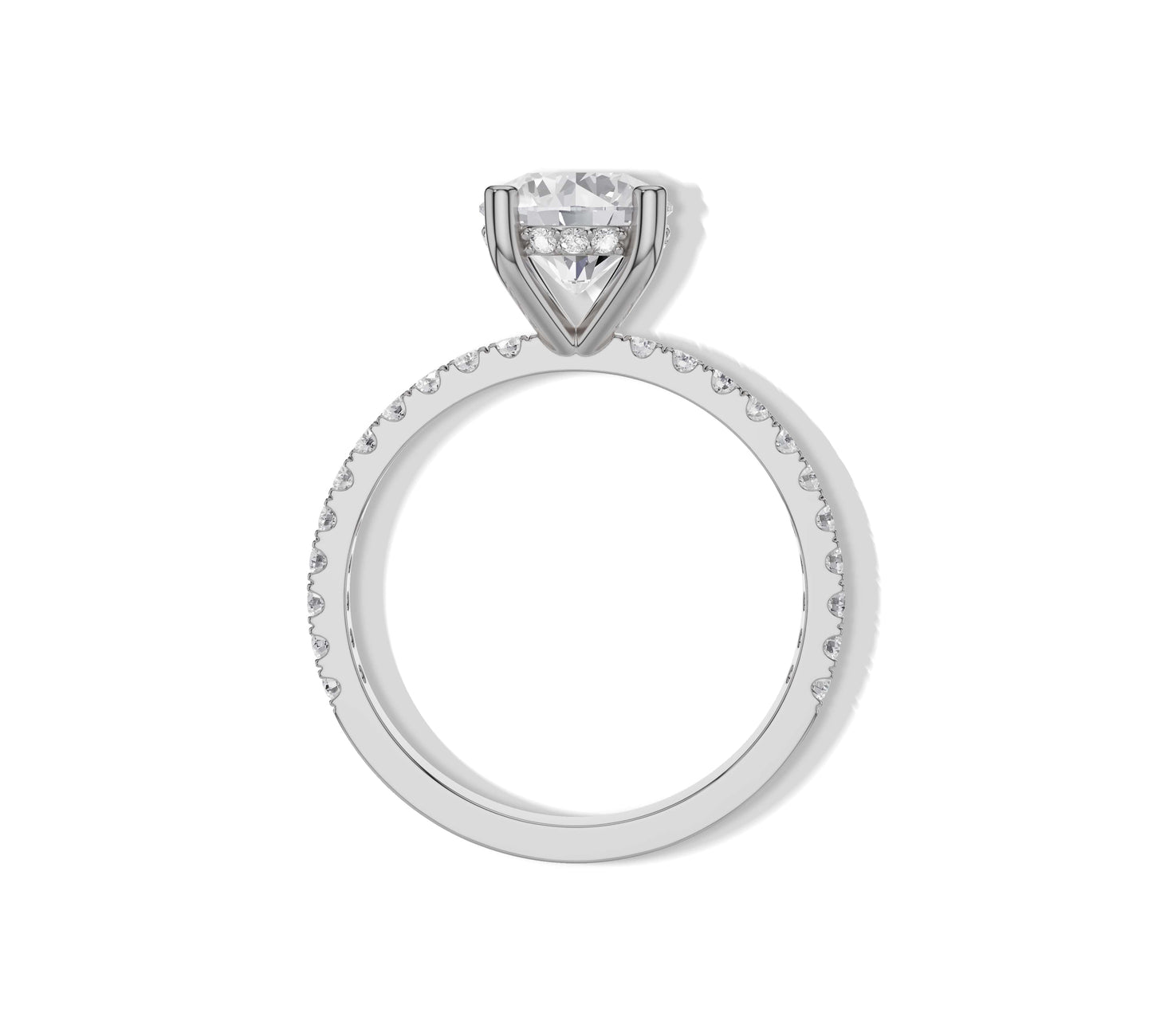 14K white gold round solitaire with hidden halo sparkle