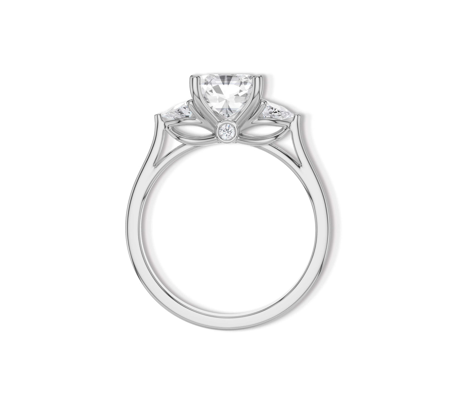 White gold Asscher and Trillion engagement ring