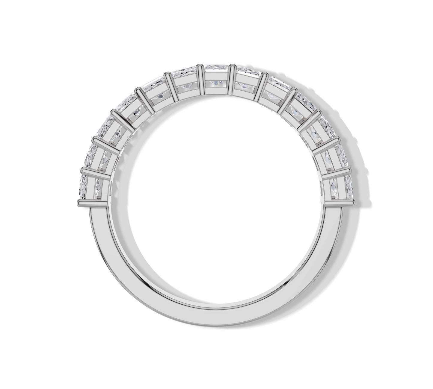 asscher cut wedding band for women