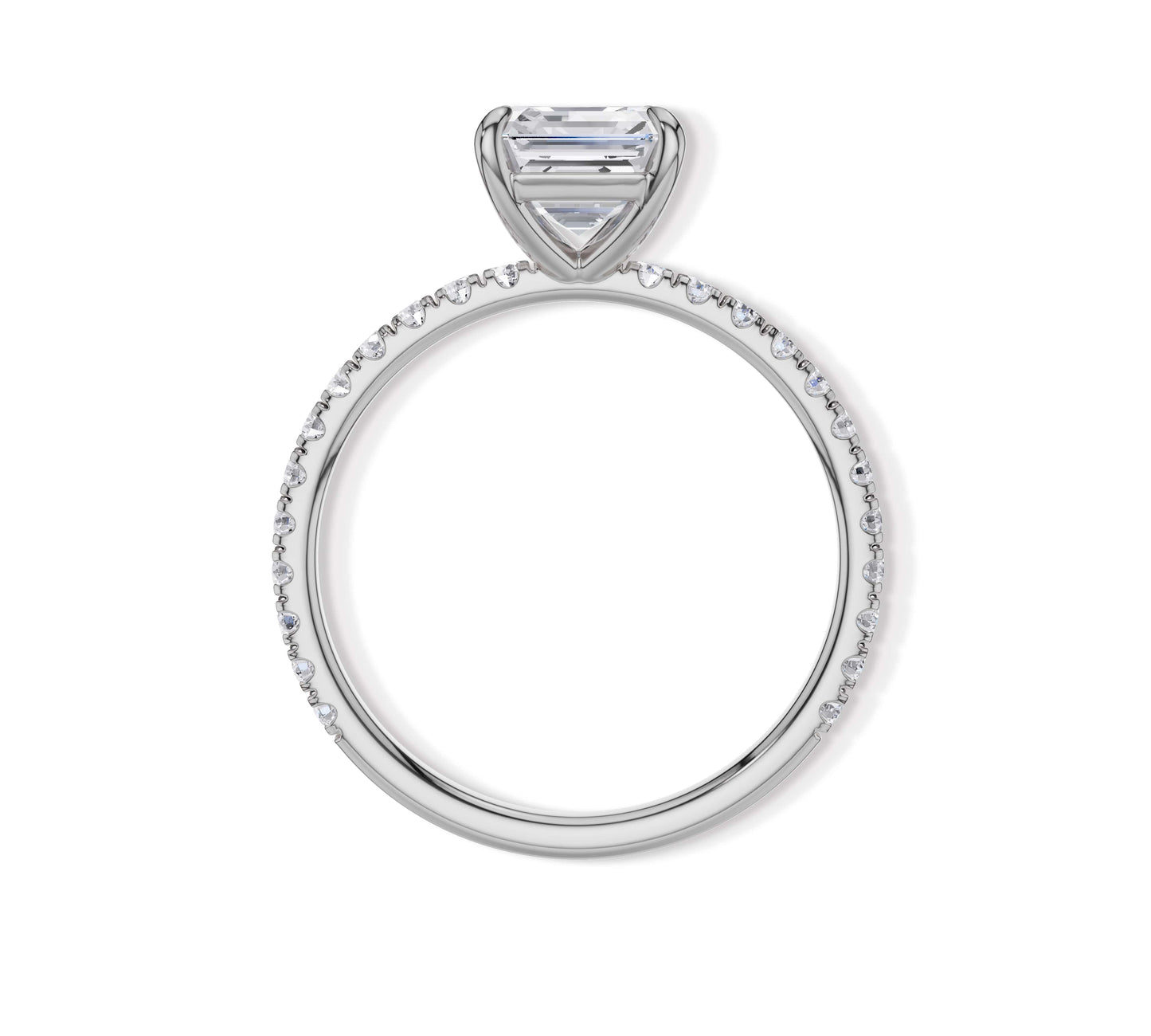 Timeless engagement ring with pave diamonds