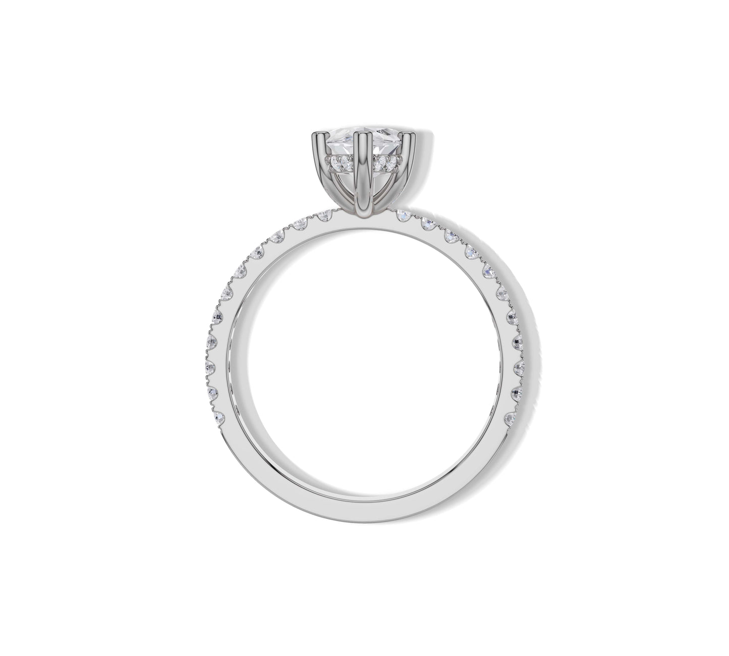 Modern white marquise oval solitaire with halo sparkle
