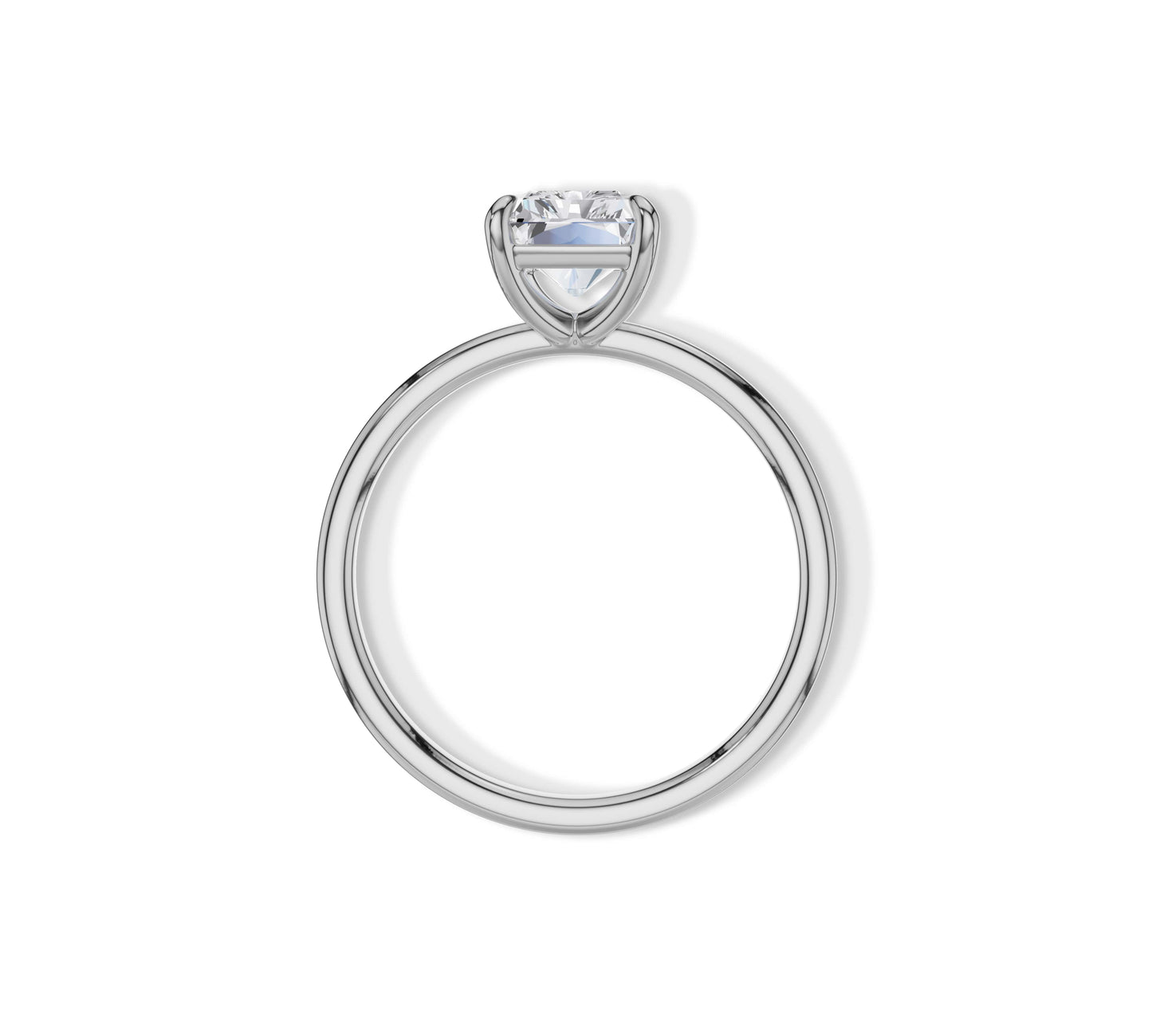 Clean and striking solitaire ring with radiant cut stone