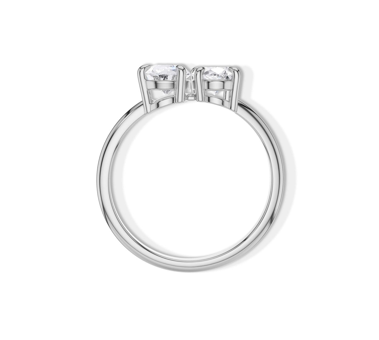 White gold two-stone ring with contrasting shapes