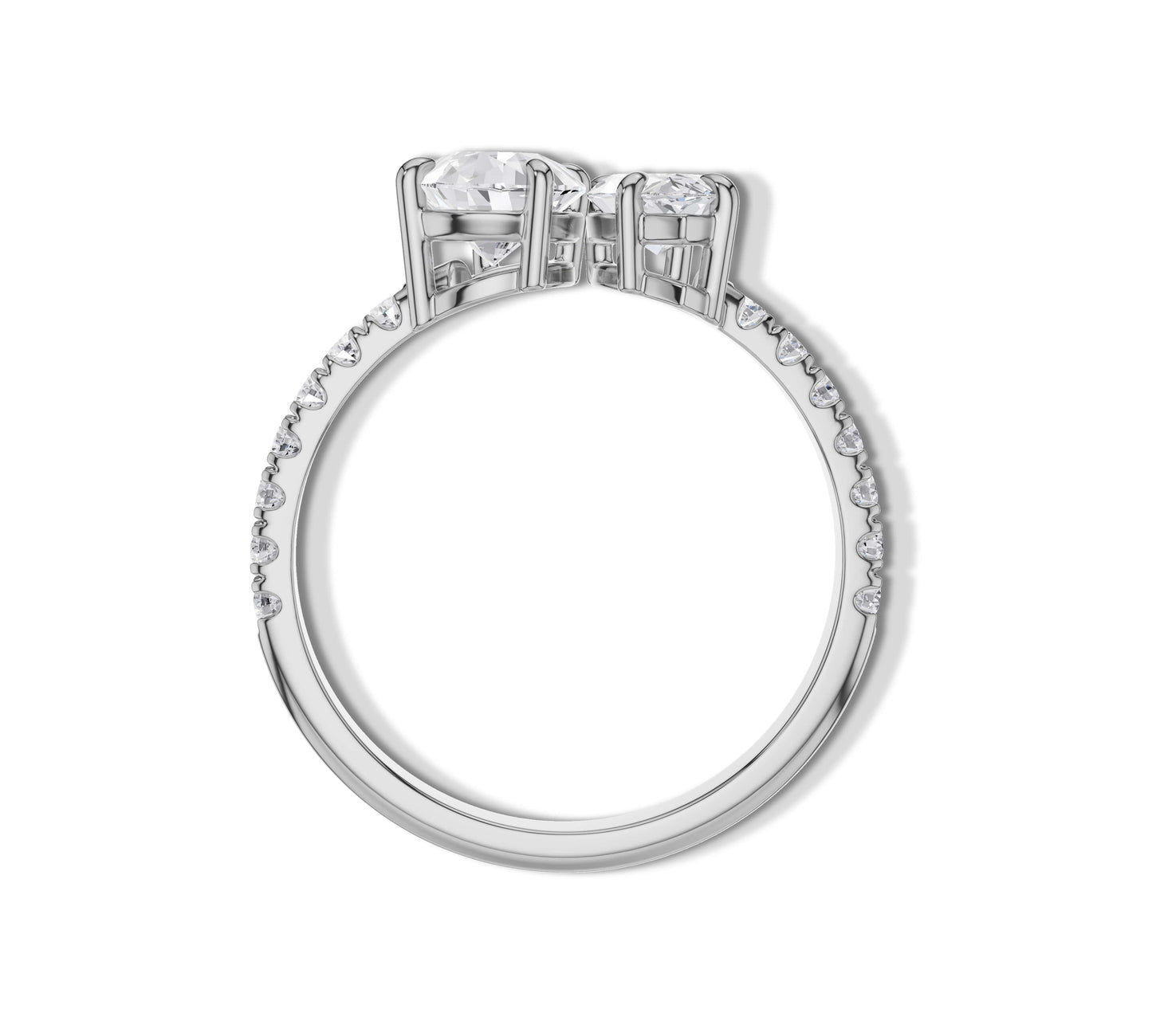 Dual cut white gold ring with marquise and pear sparkle