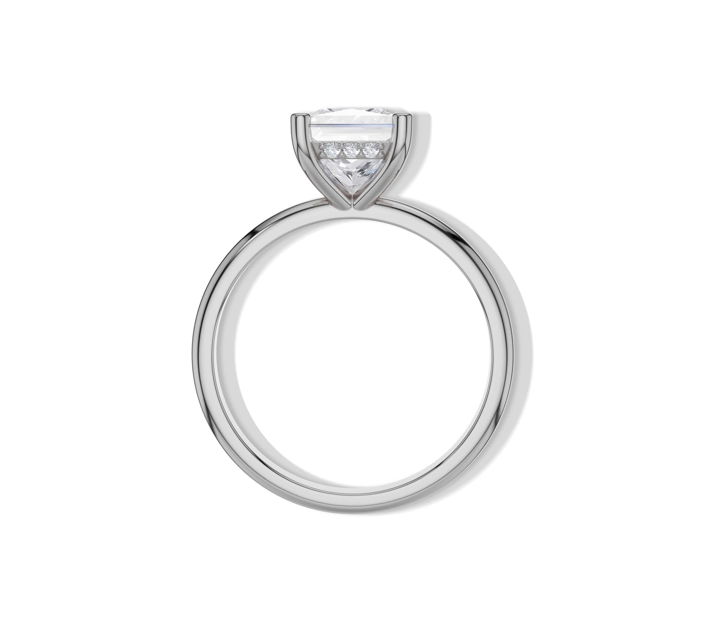 Princess diamond ring with secret halo diamonds