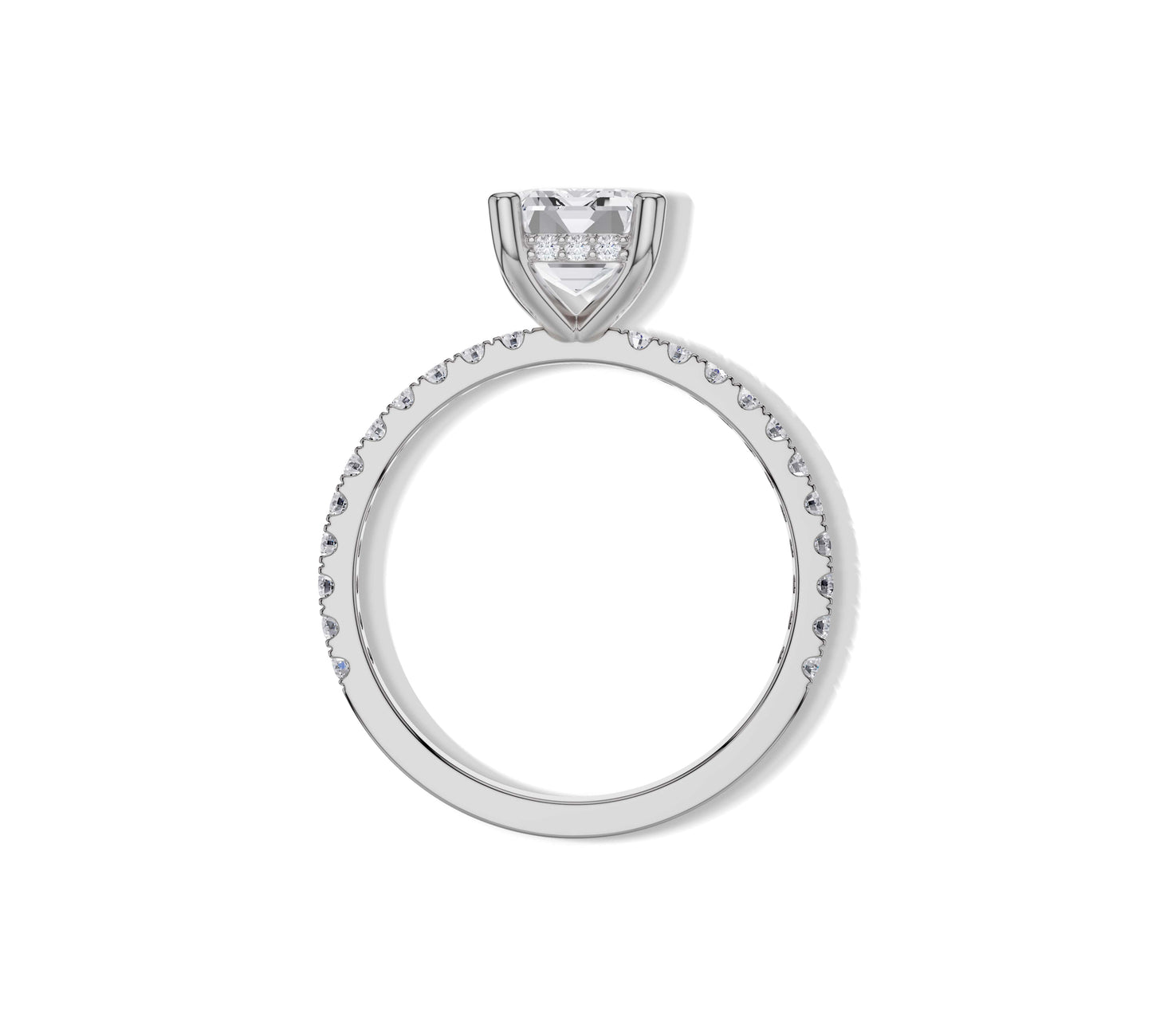 Lab-created emerald cut diamond ring in white gold