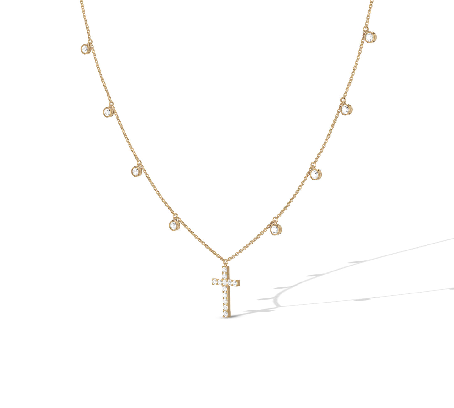 Yellow gold chain with cross center pendant