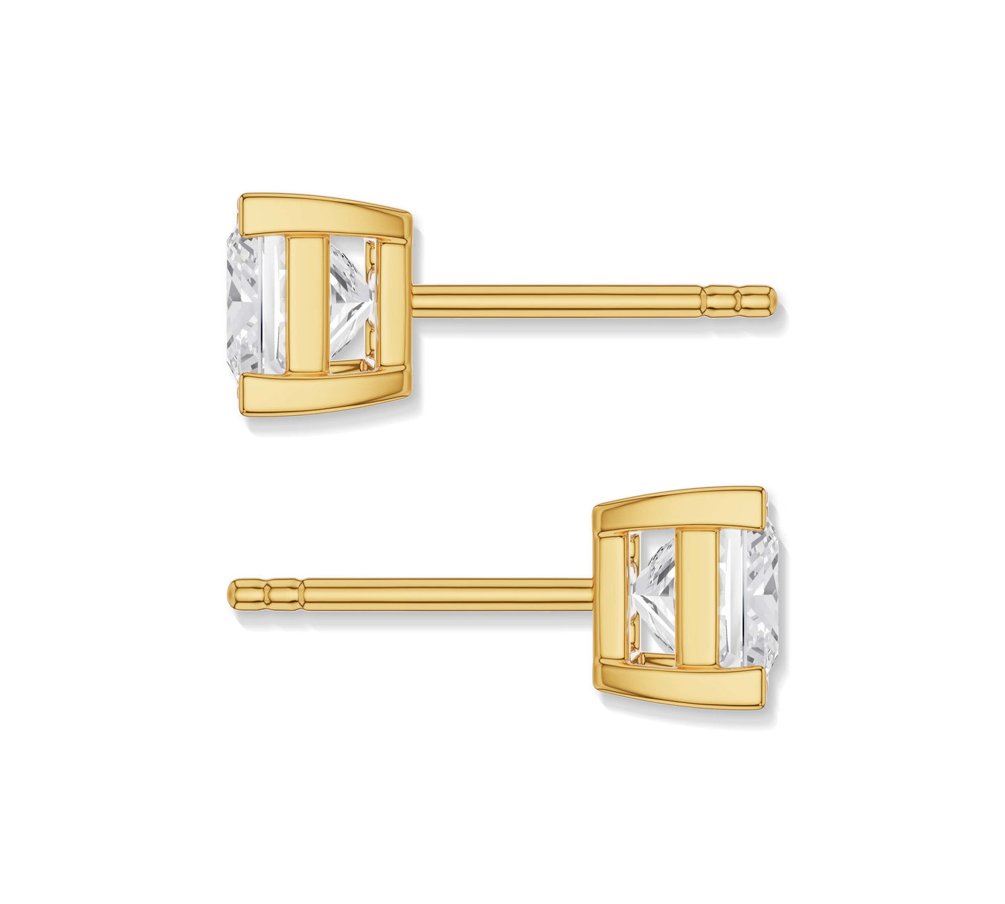 Yellow gold square diamond studs