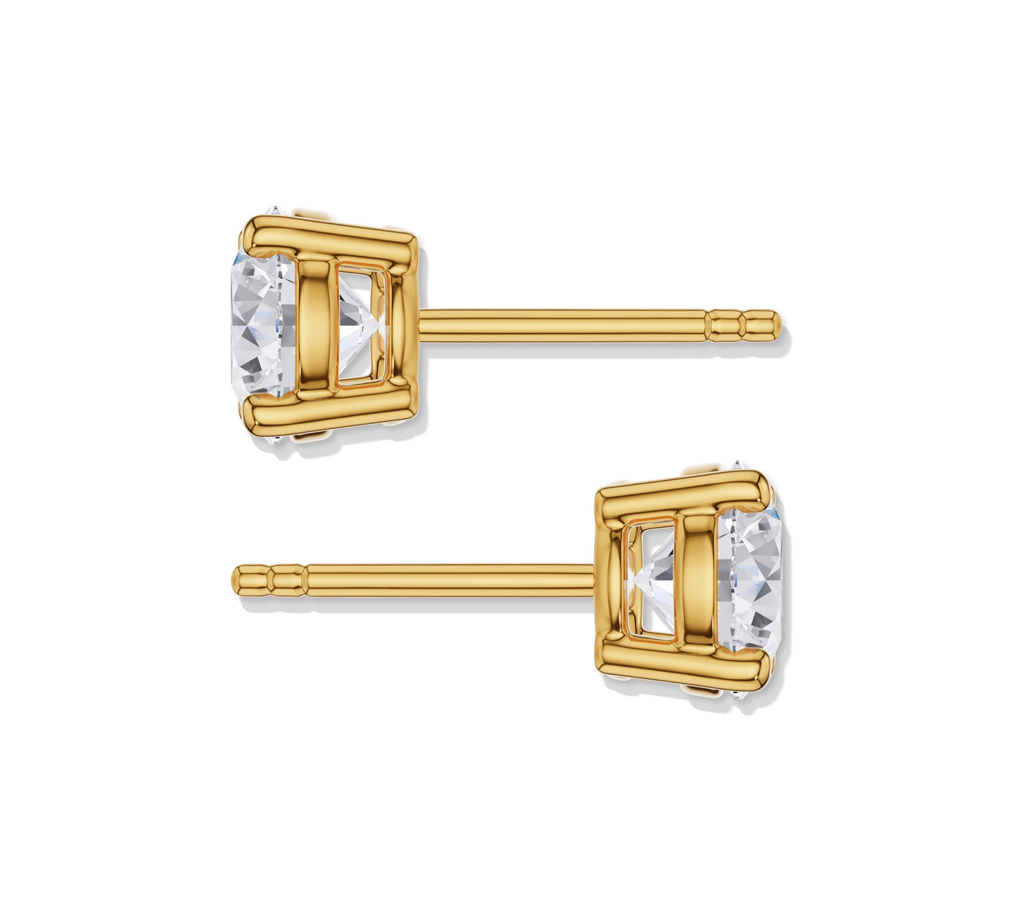 14K yellow gold round diamond studs