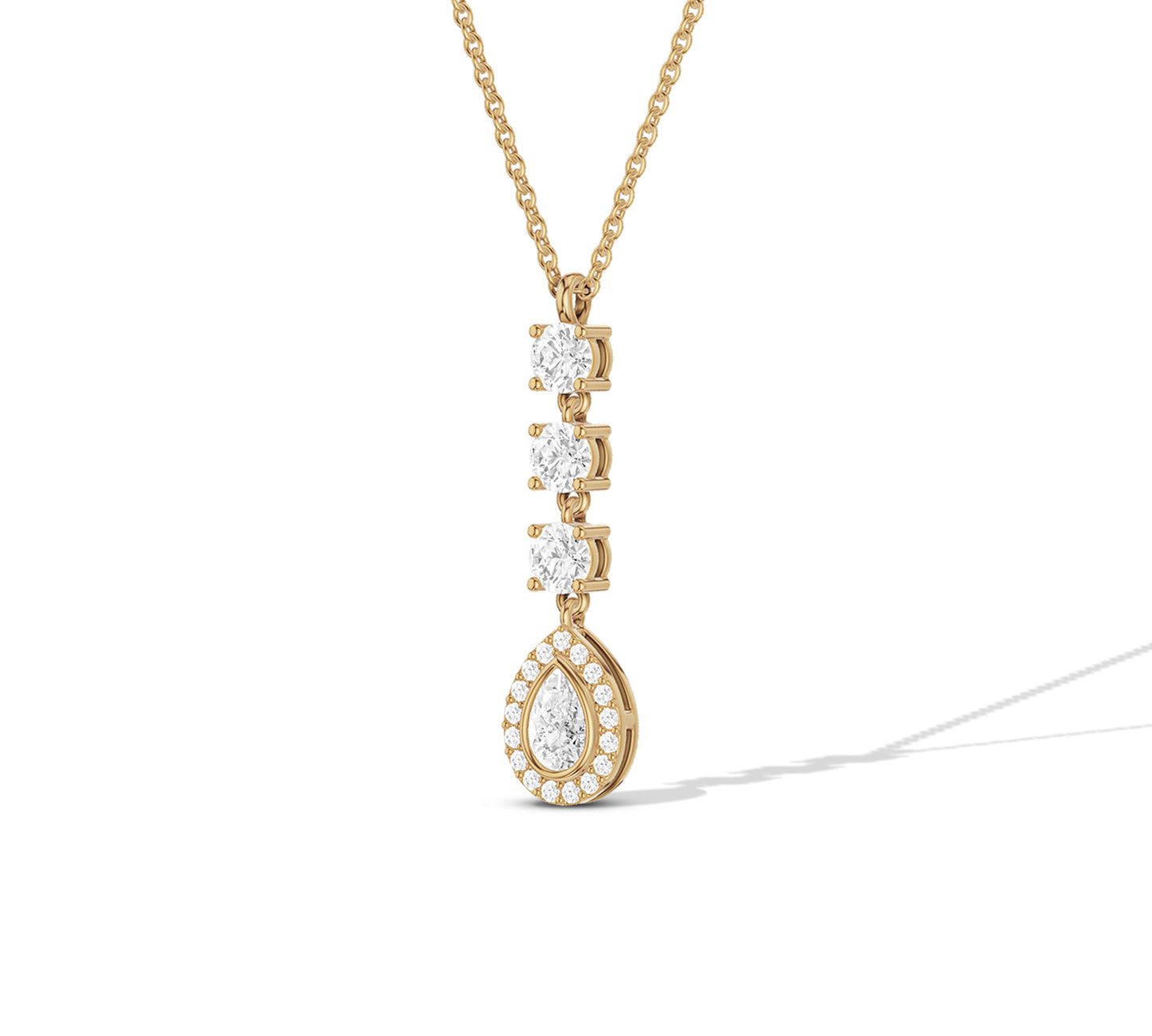 Graceful cascading diamond necklace in yellow gold