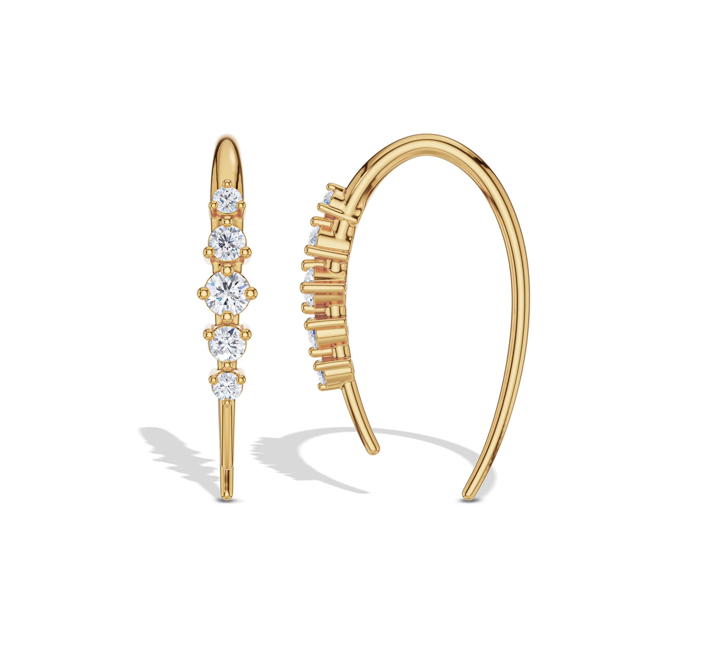 Elegant diamond hook earrings with yellow gold finish