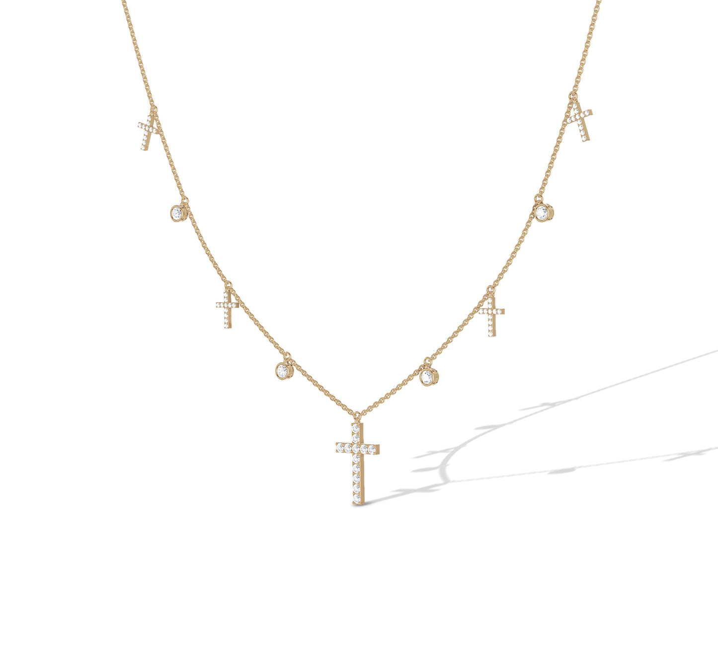 14K gold charm necklace with diamonds