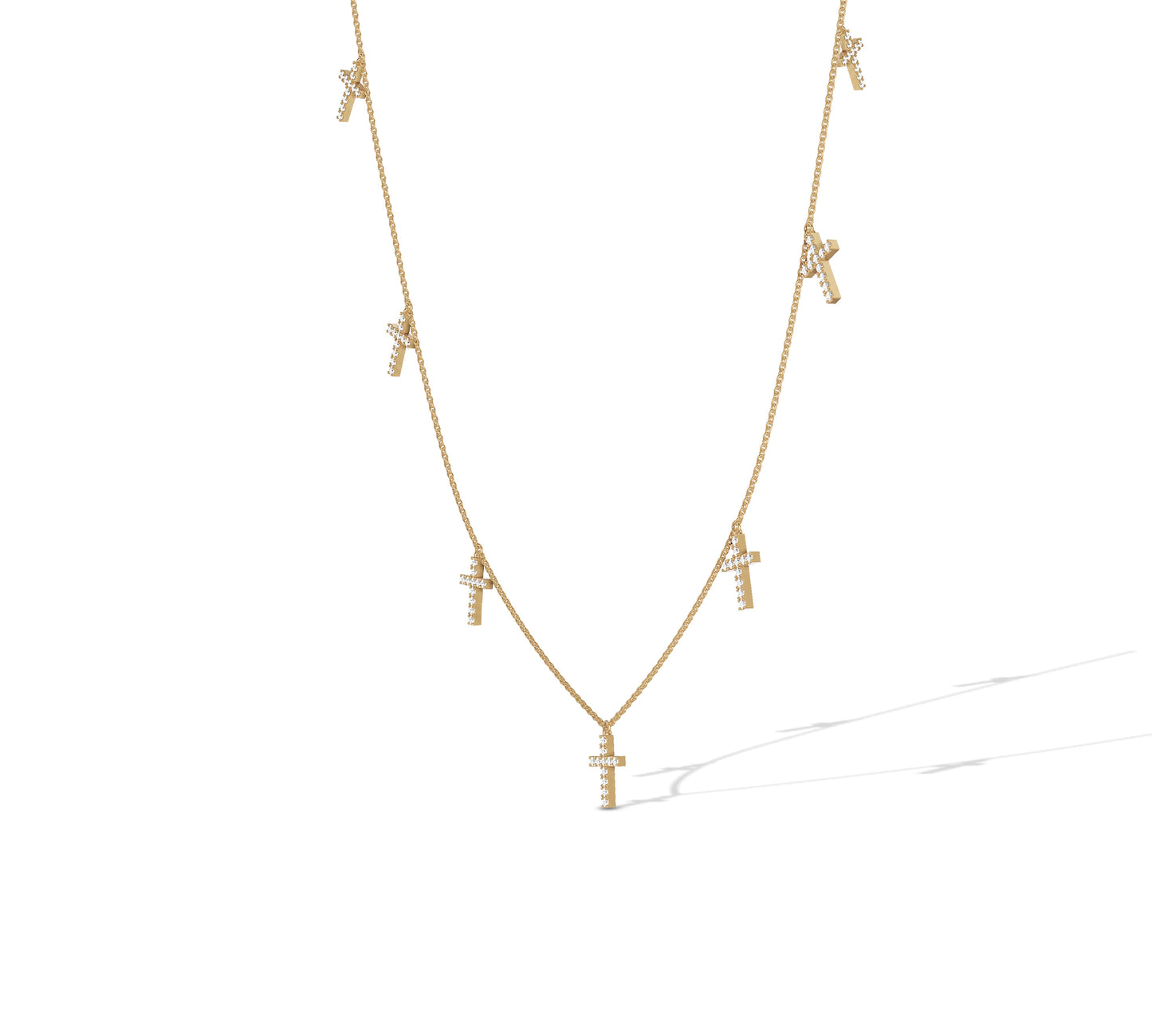 Elegant yellow gold diamond cross choker necklace