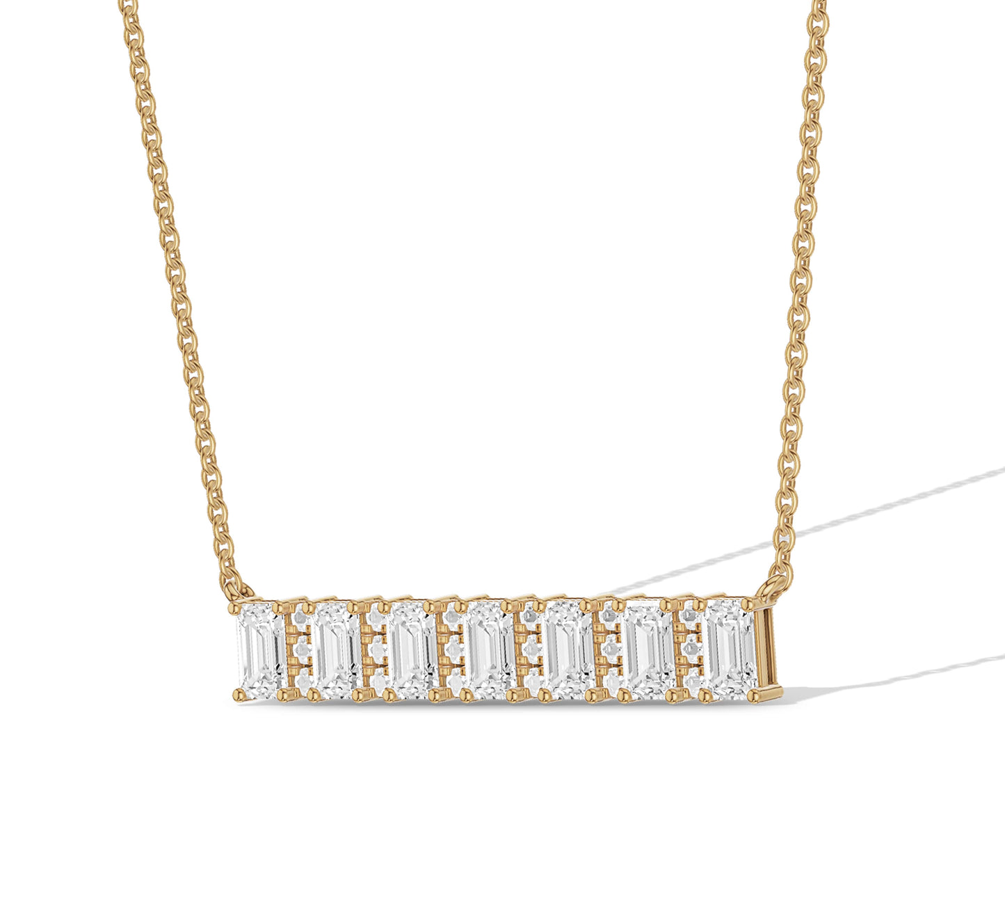 Chic rectangular pendant with bar diamond set