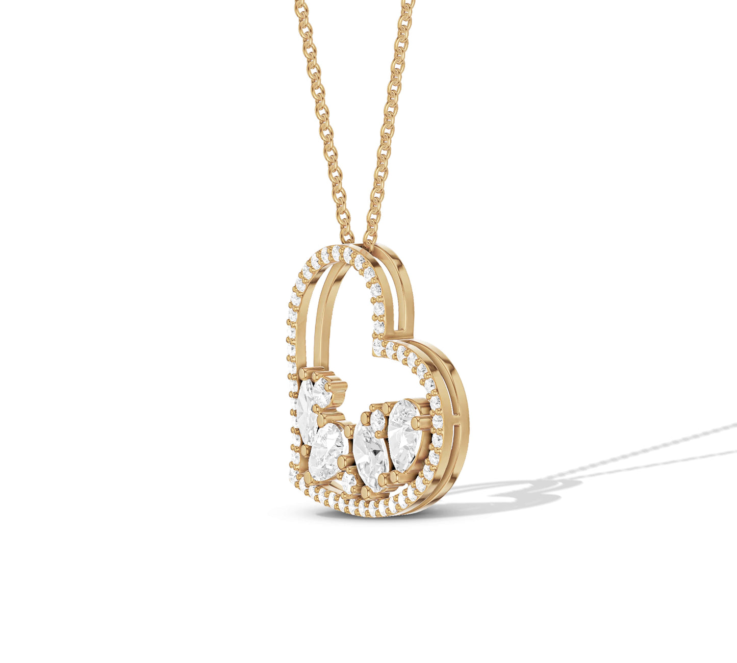 Designer asymmetrical heart necklace with diamonds