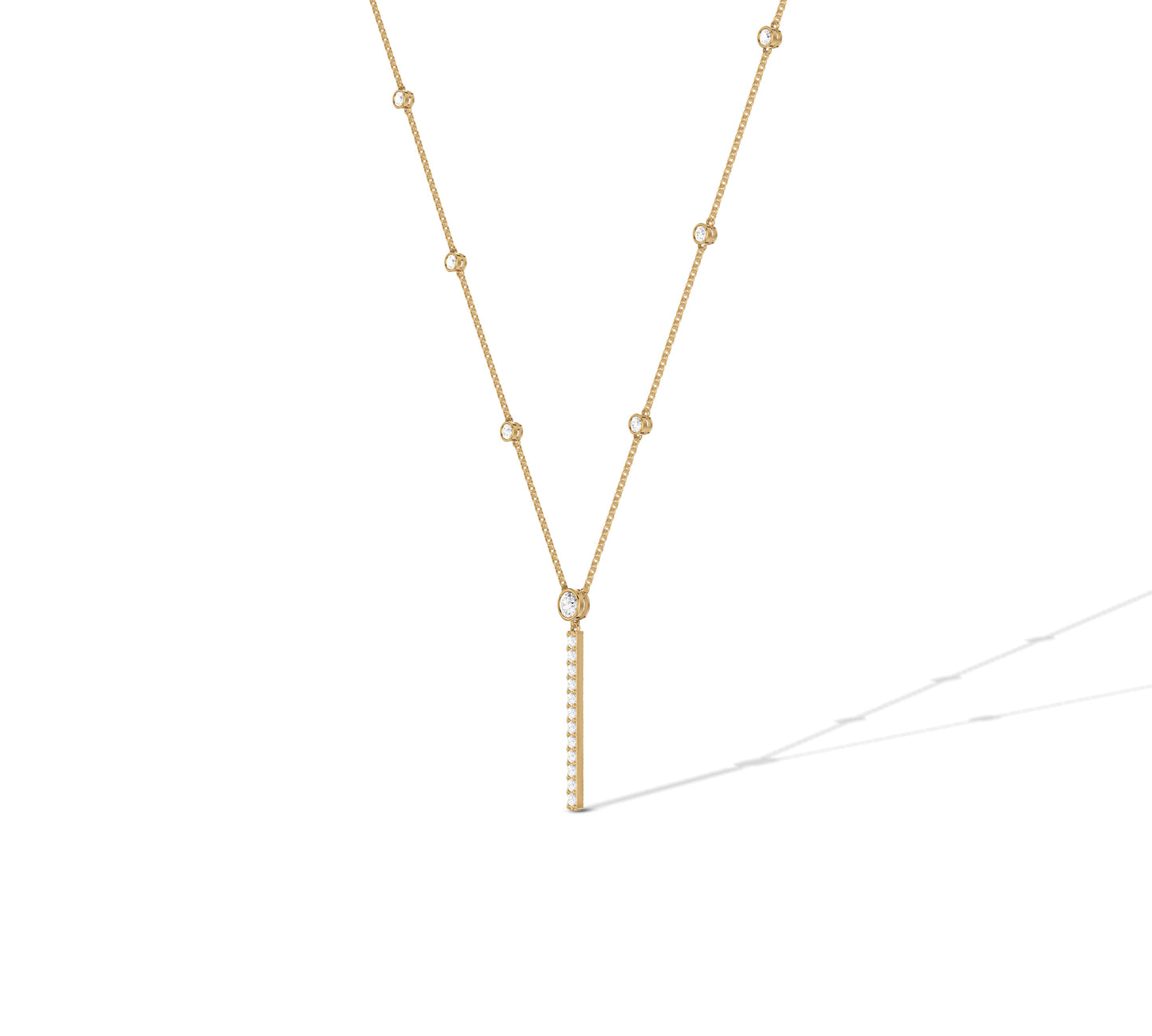 diamond and necklace with bar pendant