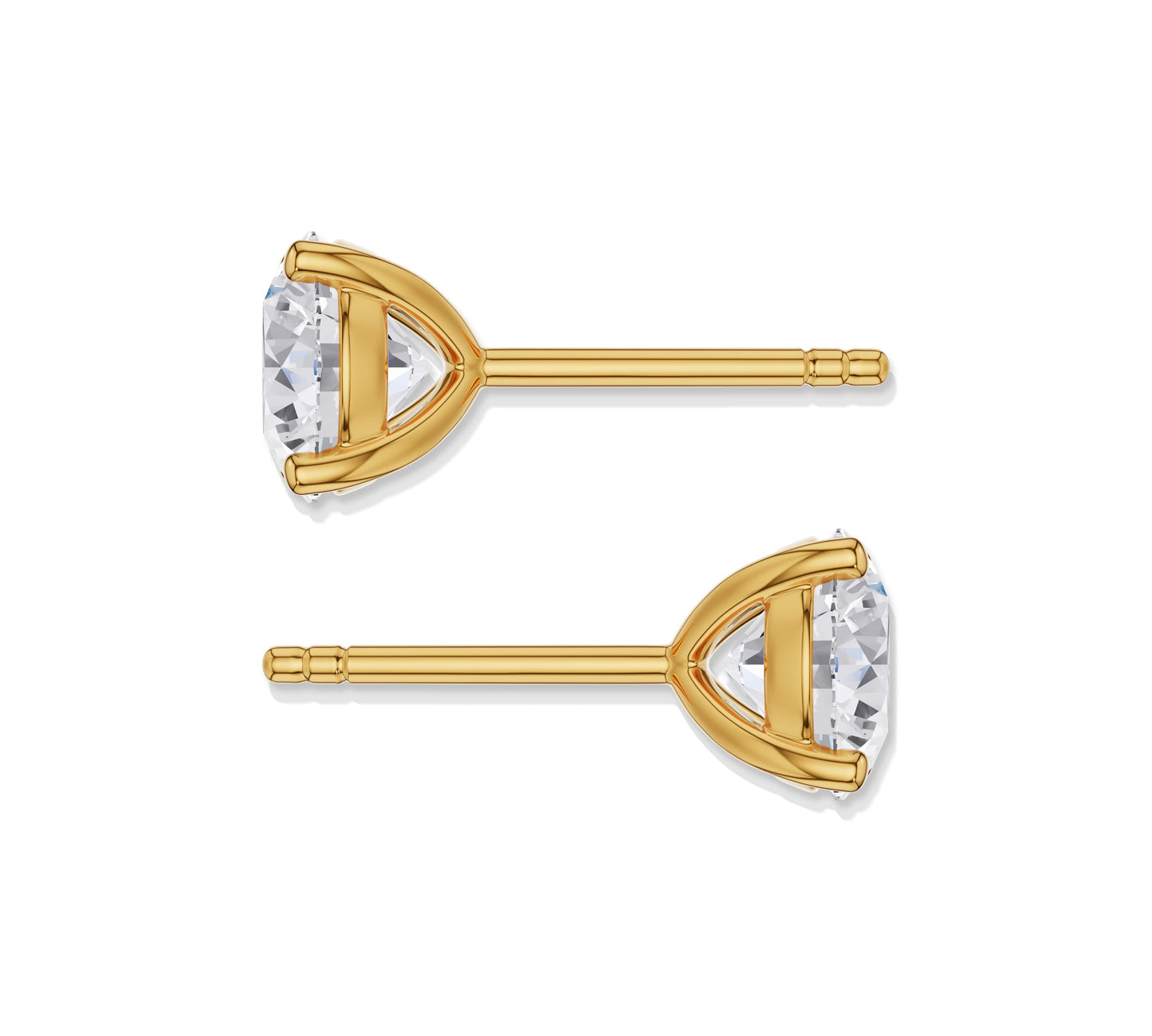 Elegant moissanite diamond stud earrings with gold prongs