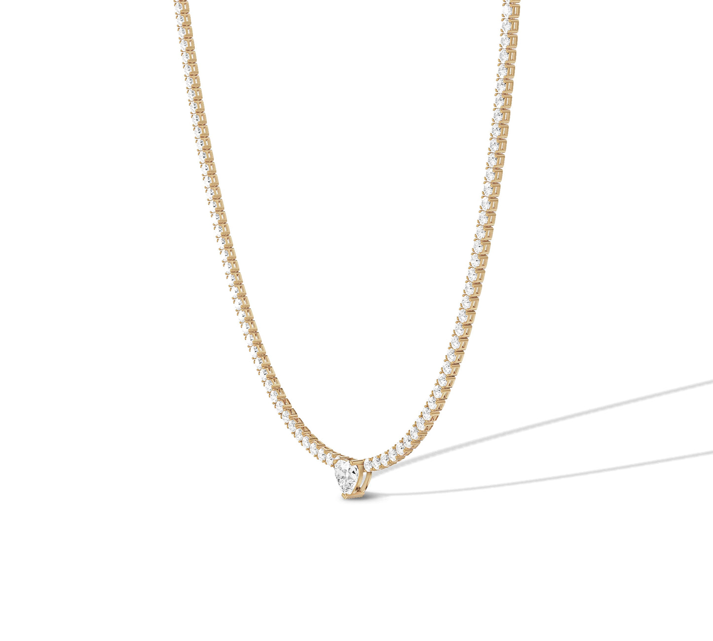 yellow gold diamond tennis necklace