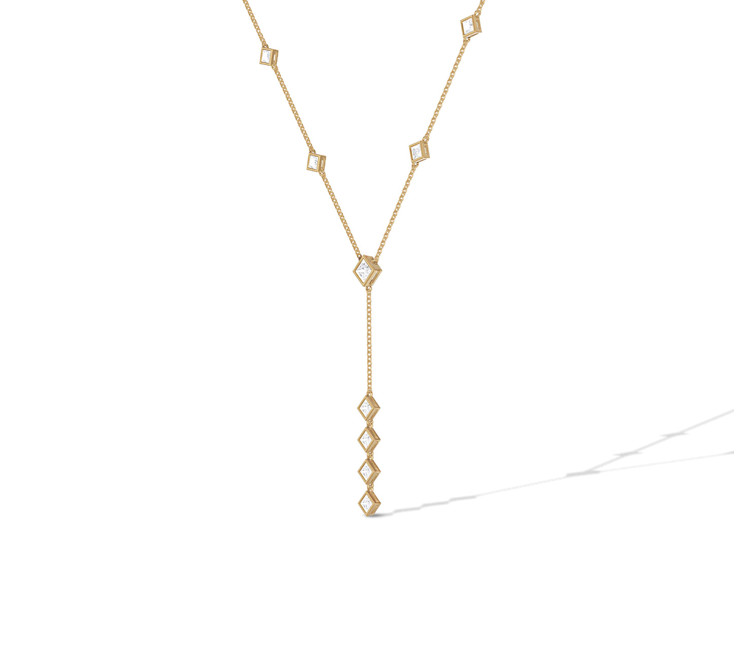 14kt gold lariat necklace