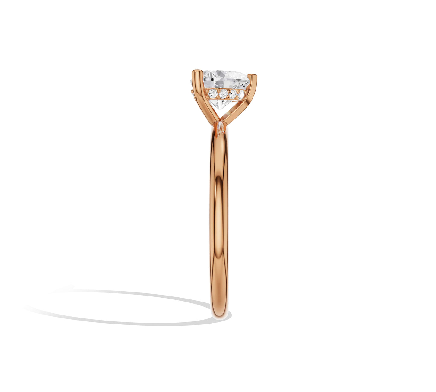 Heart Cut Secret Halo Engagement Ring
