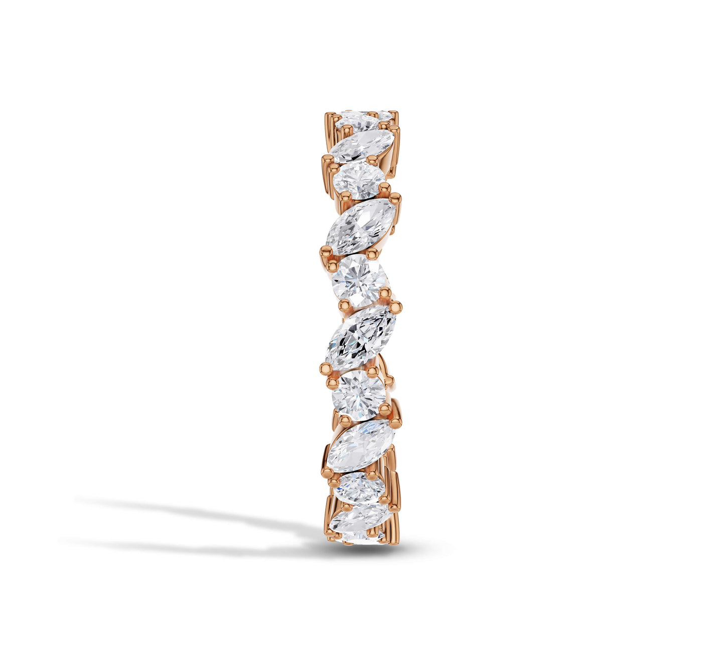 View of marquise eternity ring from angle