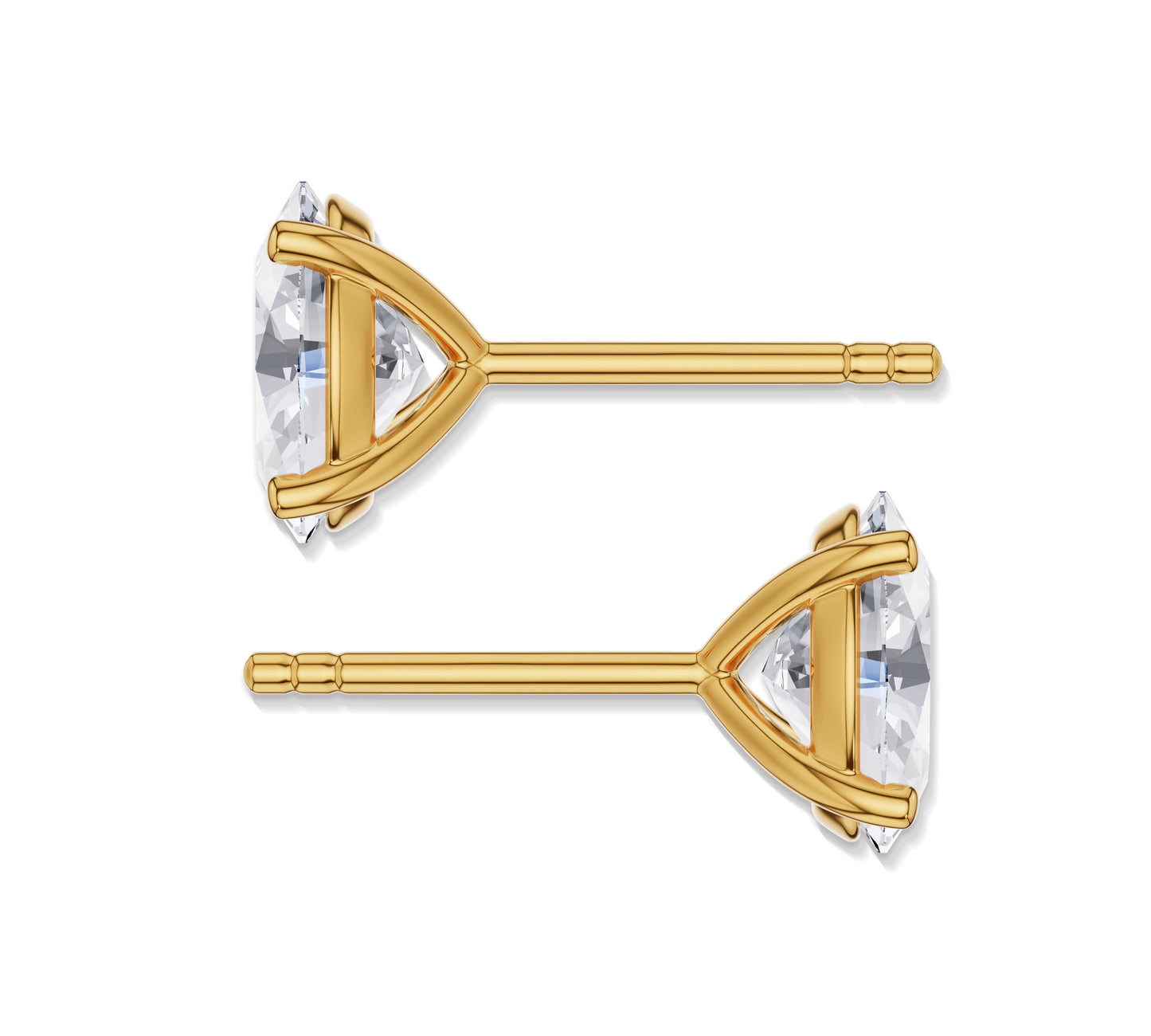 Pink gold stud earrings with oval diamonds