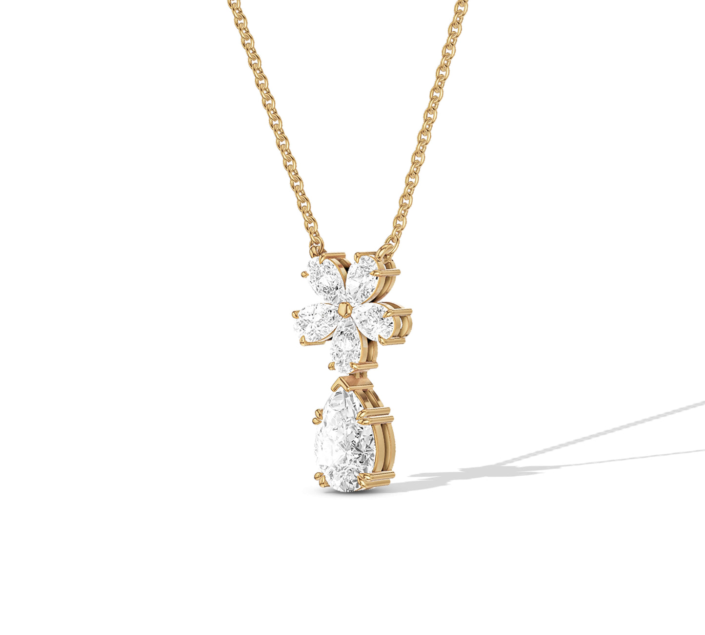 Elegant lab diamond floral charm on delicate chain