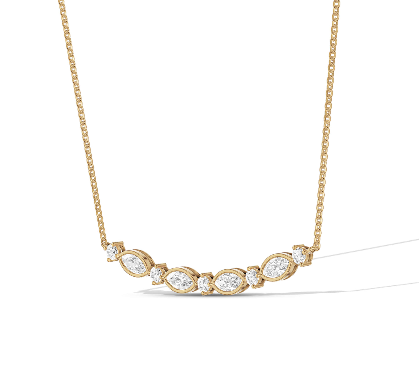 Elegant necklace with marquise and round moissanites