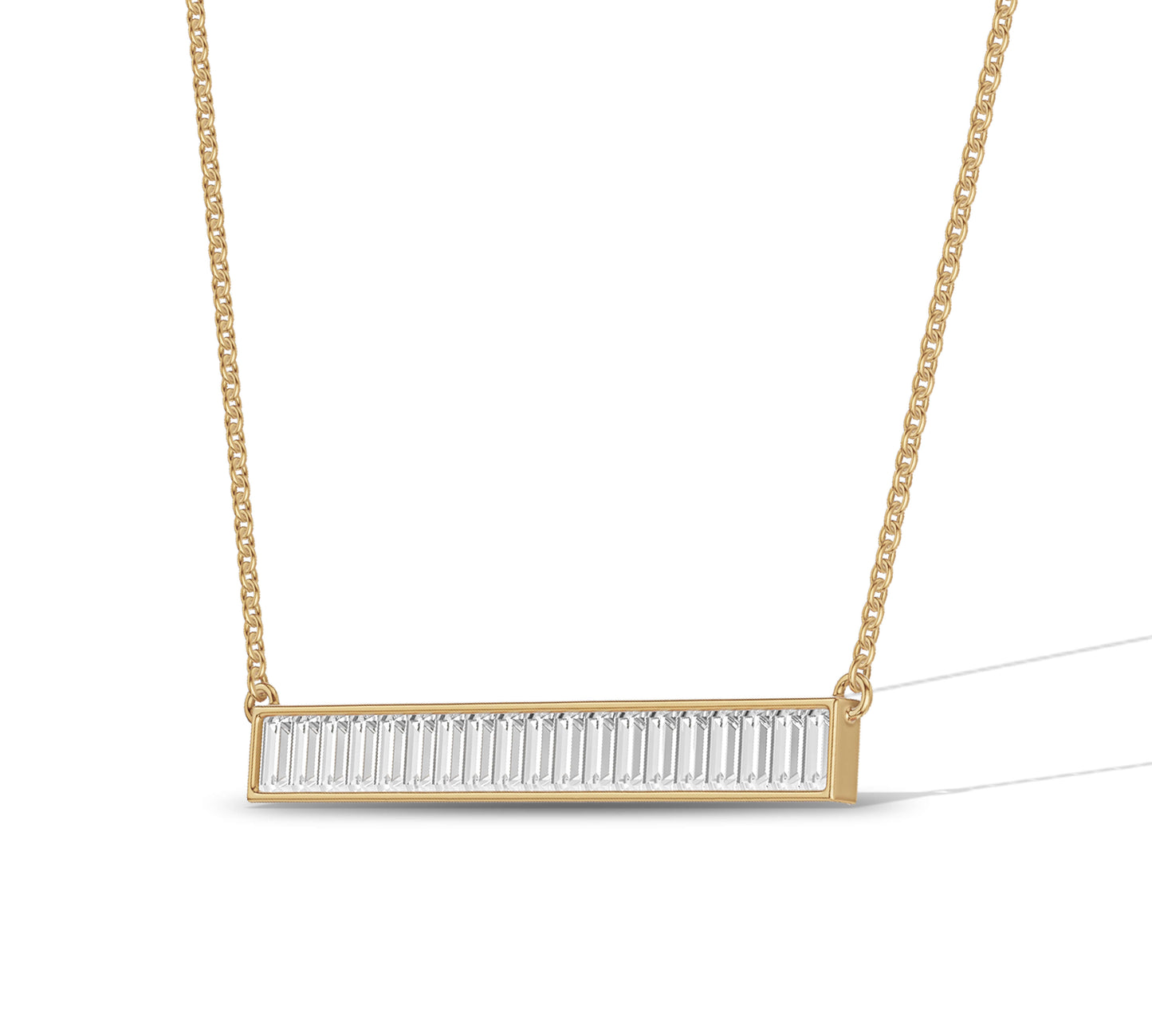 Sleek modern baguette cut necklace for everyday wear