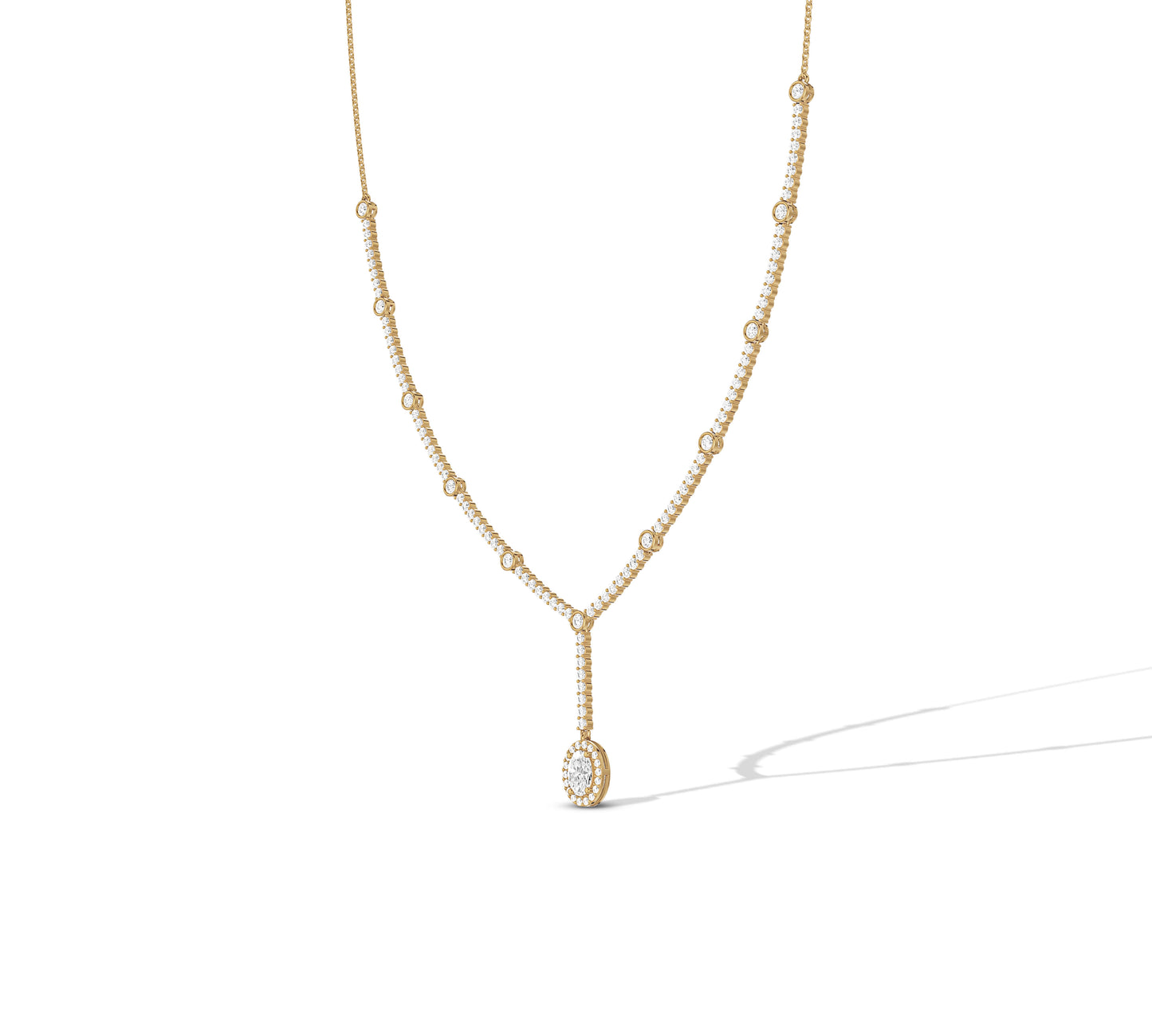 Y-shaped lariat necklace with lab-grown diamonds