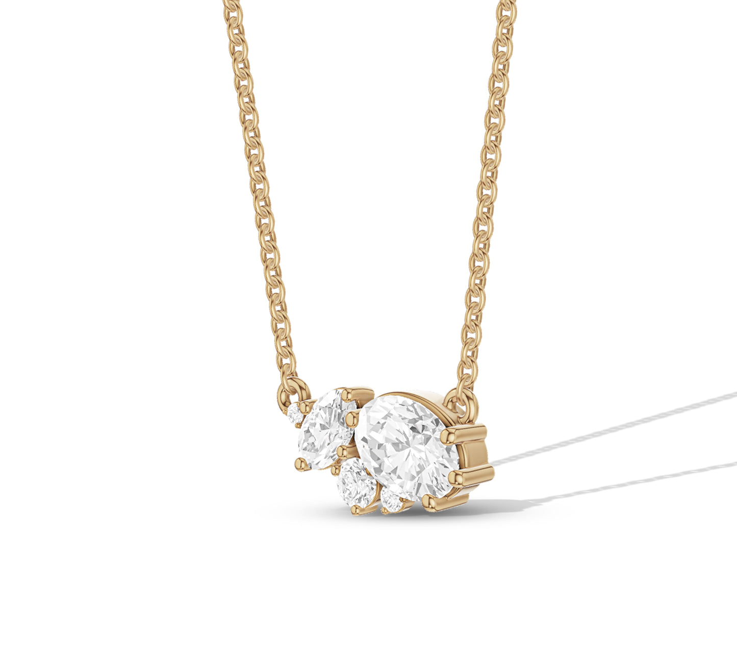 Yellow gold chain with modern diamond pendant