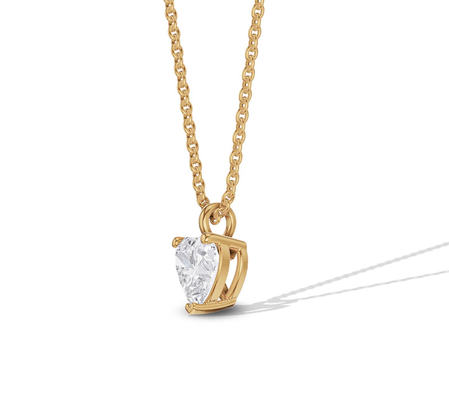 Heart Diamond Pendant Necklace Gold Solitaire
