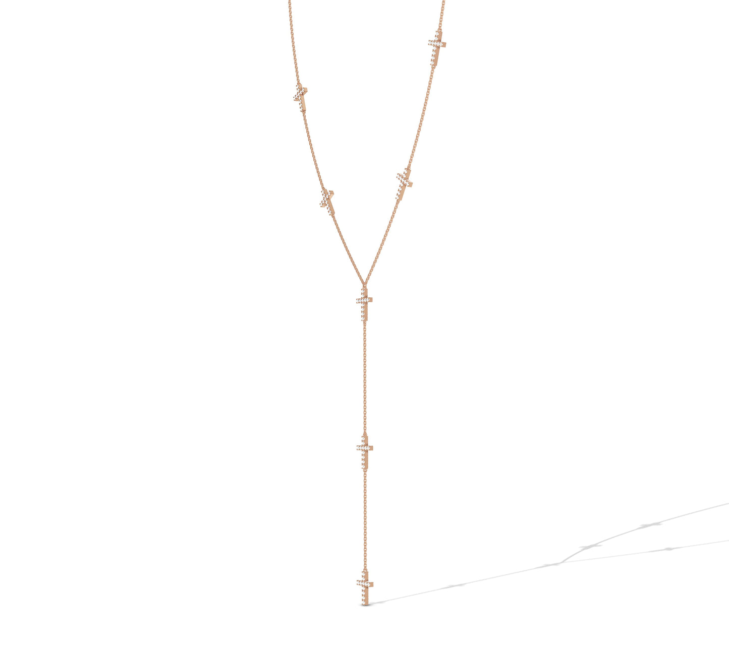 White gold vertical cross necklace with pavé details