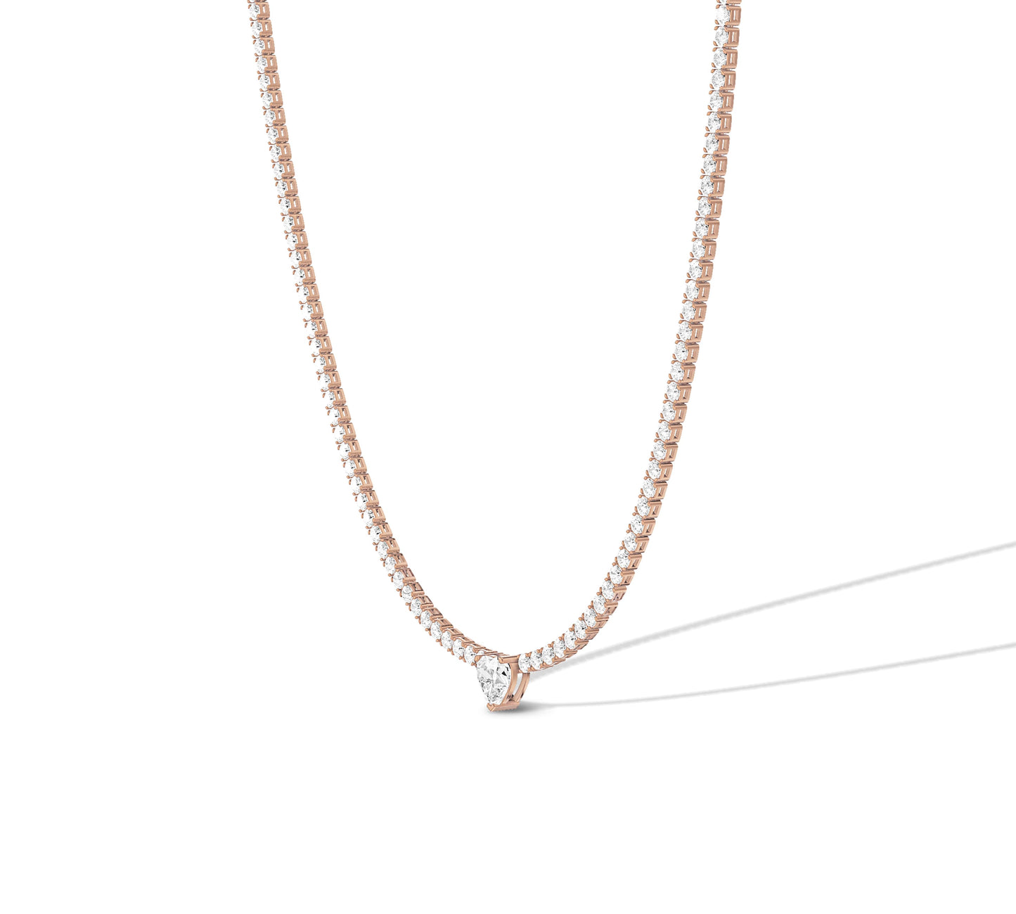 rose gold heart tennis necklace diamond