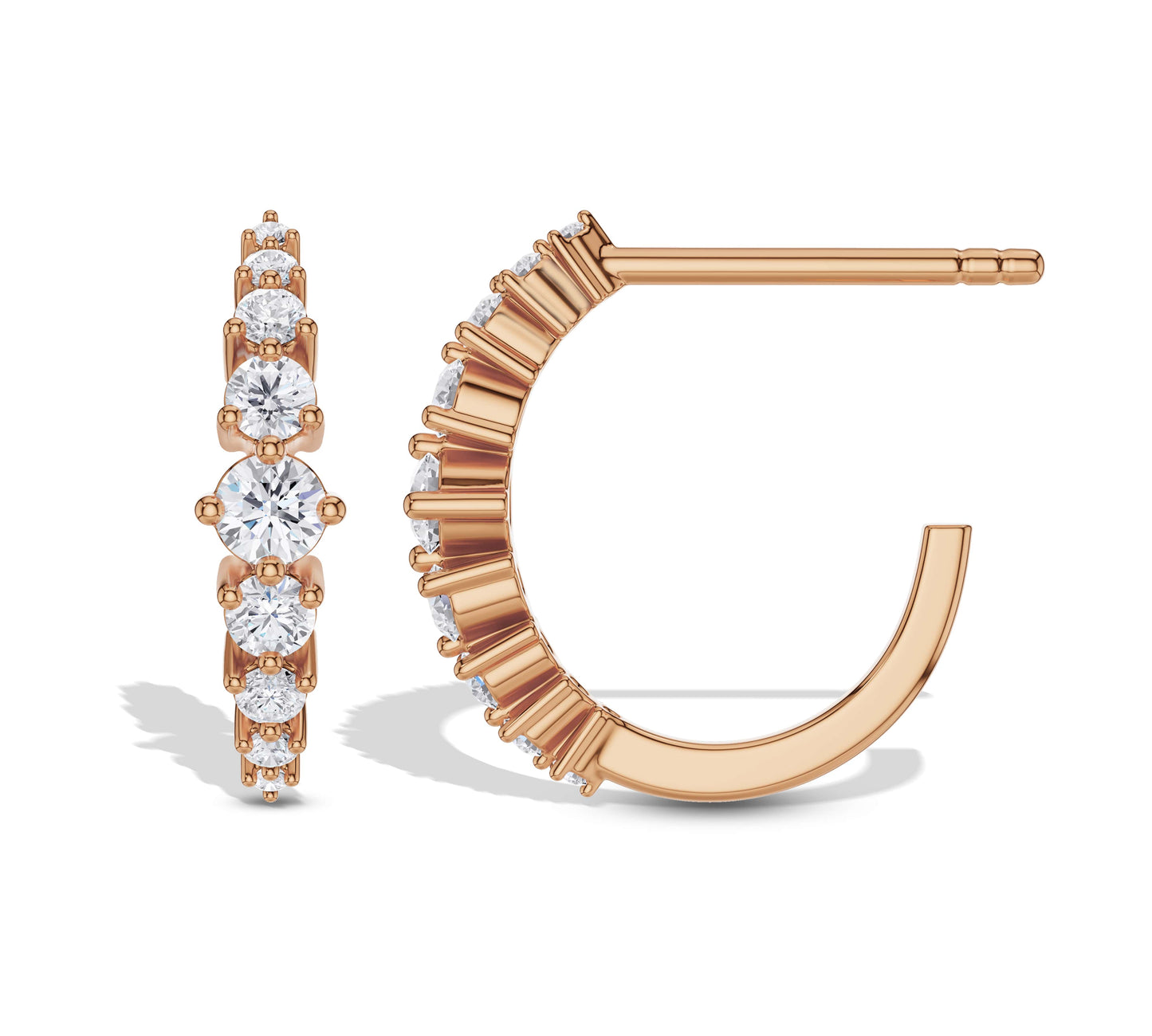 Lab grown diamond hoop earrings in rose gold finish