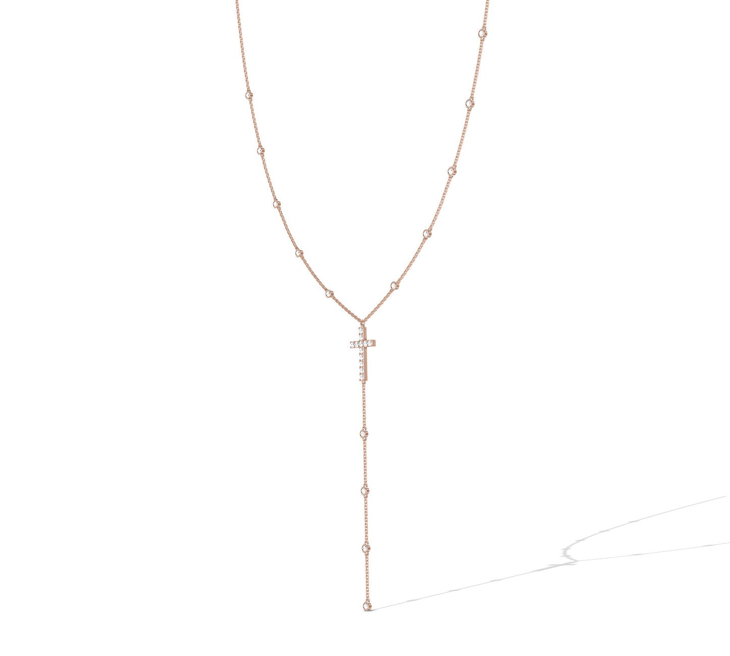 Minimalist cross necklace with dangling chain