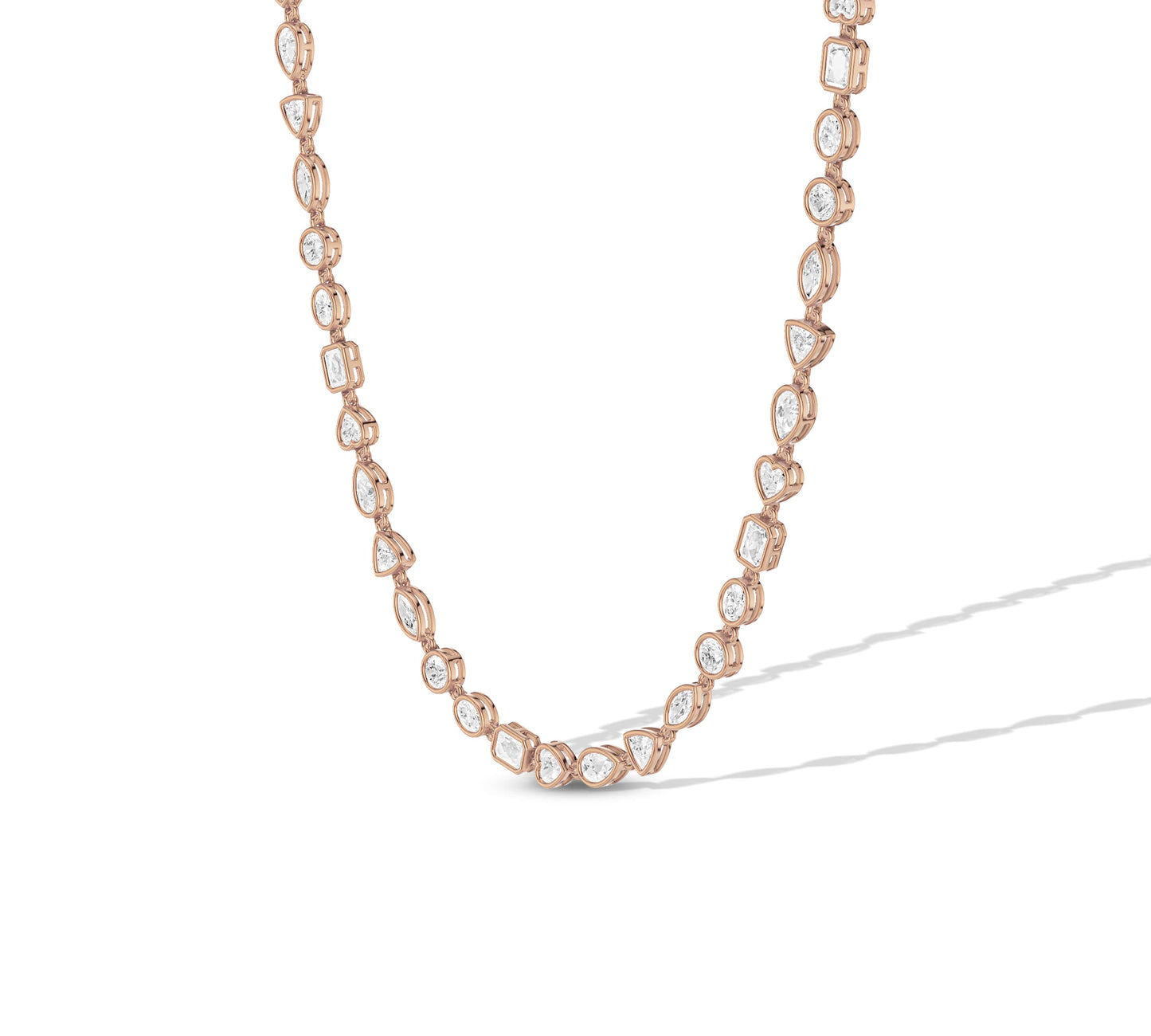 Fine jewelry gold chain with diamonds in bezel mounts