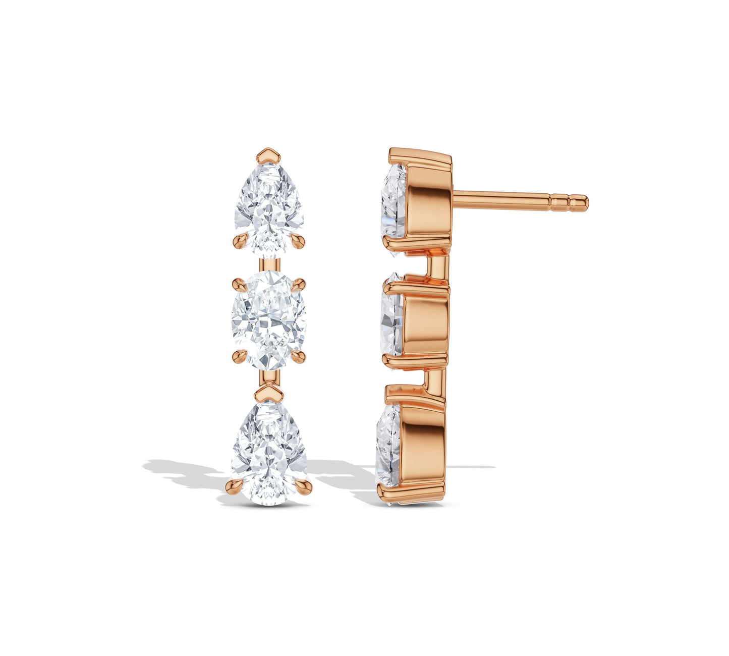 Classic yellow gold earrings with pear and oval stones