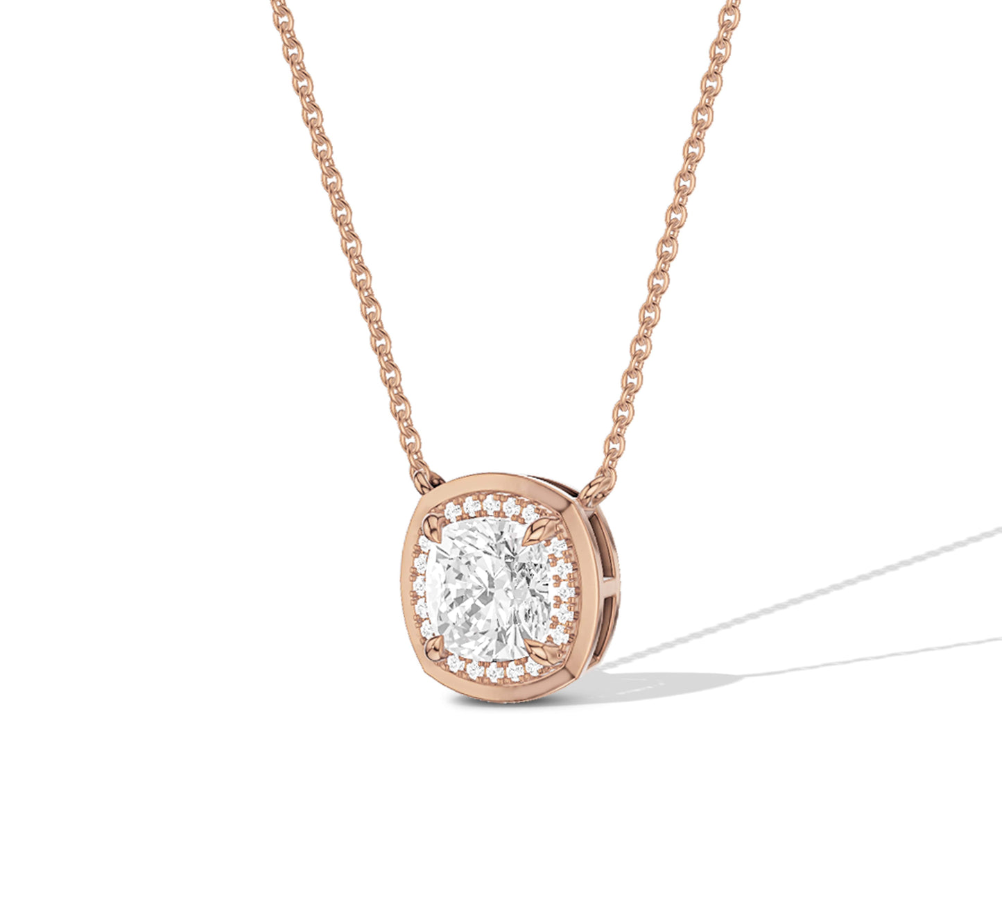 Luxury cushion-cut solitaire with micro pavé halo