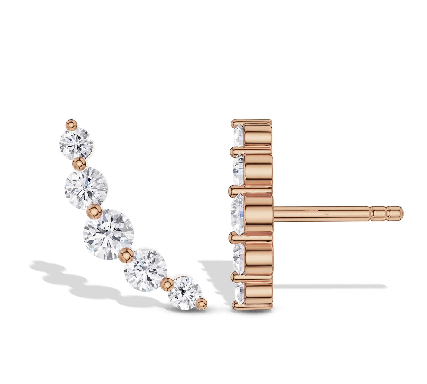 Diamond crawler earrings set in rose gold