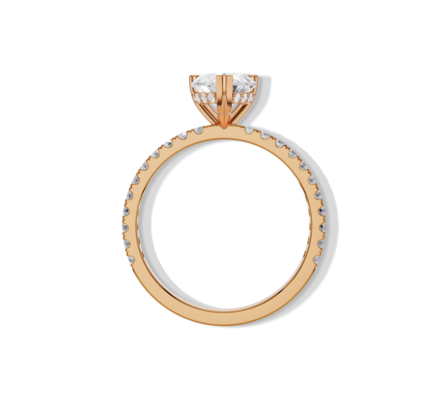 14K rose gold heart shape lab-grown diamond ring