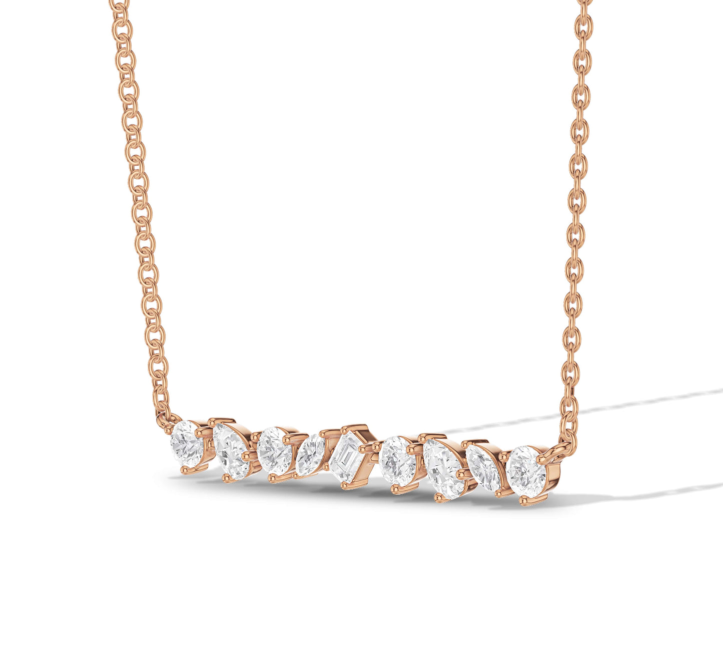 necklace diamond bar rose gold