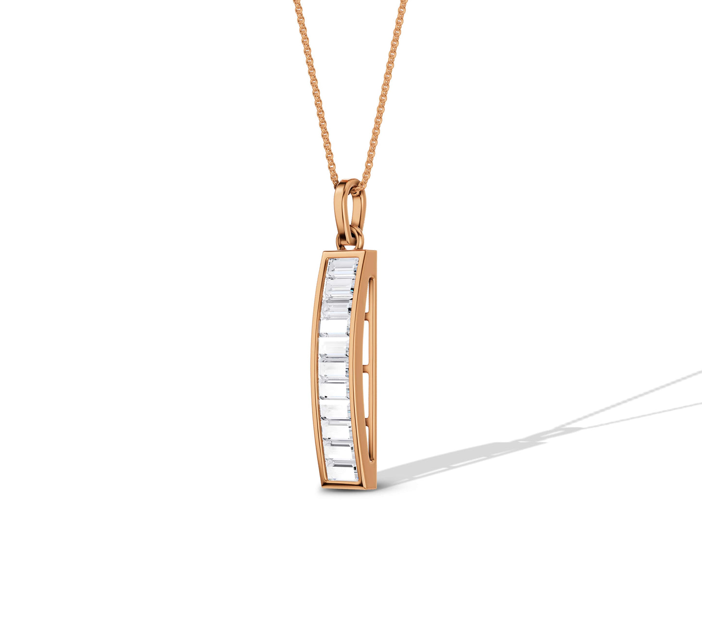 Elegant pendant necklace with channel-set baguette cuts