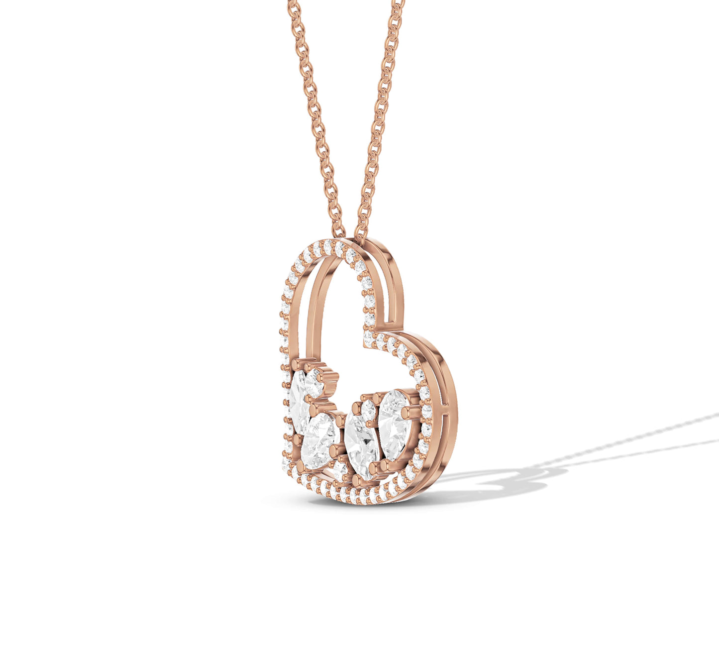 Floating diamond heart pendant with pavé halo