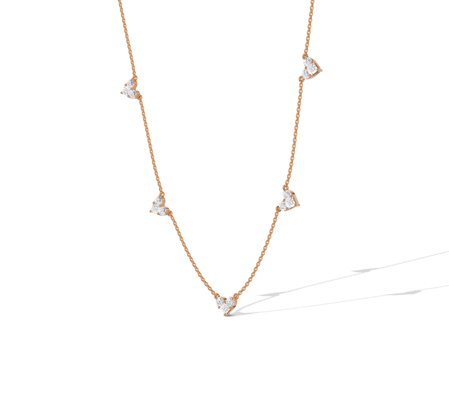 Petite heart diamond charms on elegant chain