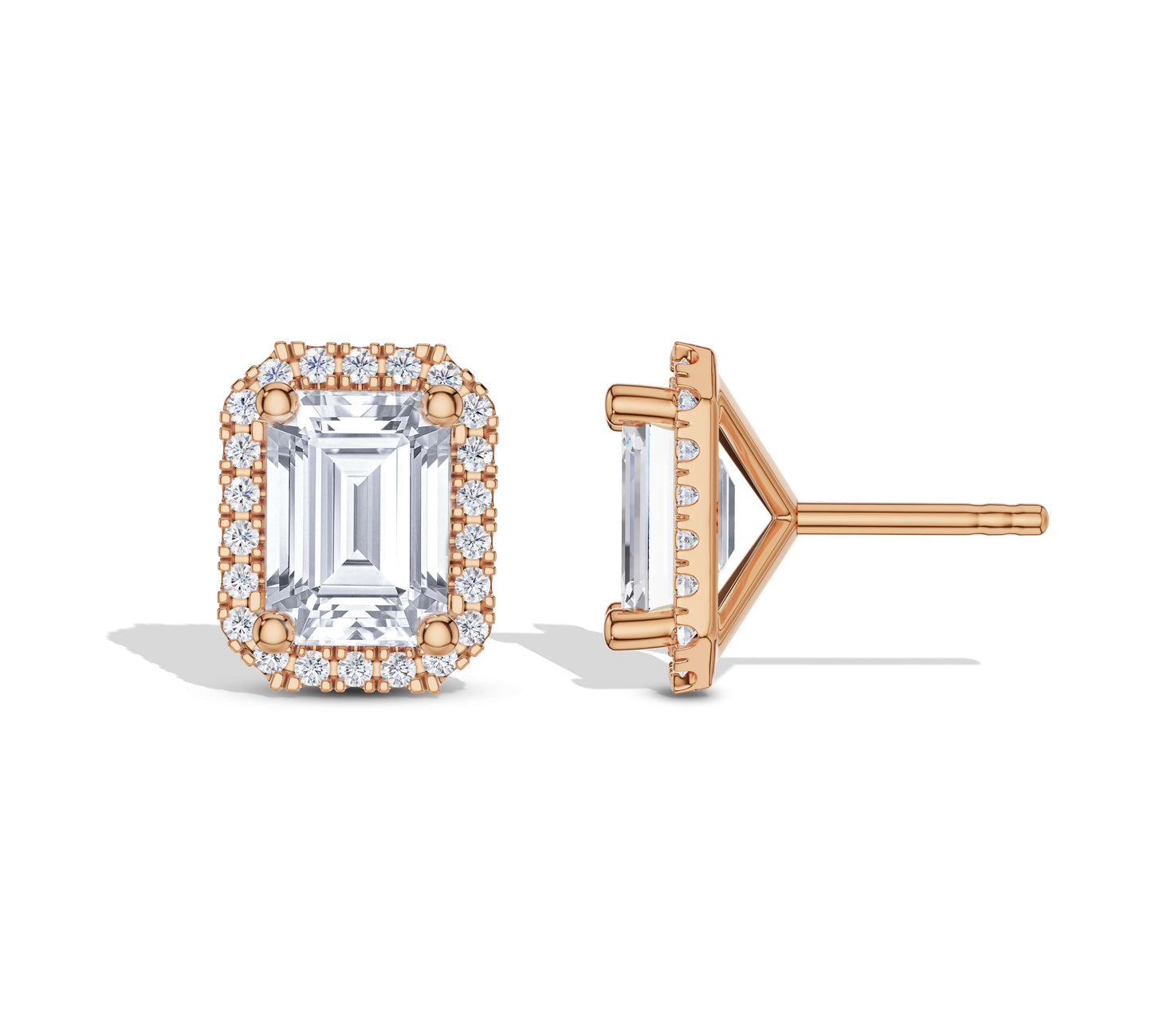 Luxury halo diamond studs rose gold