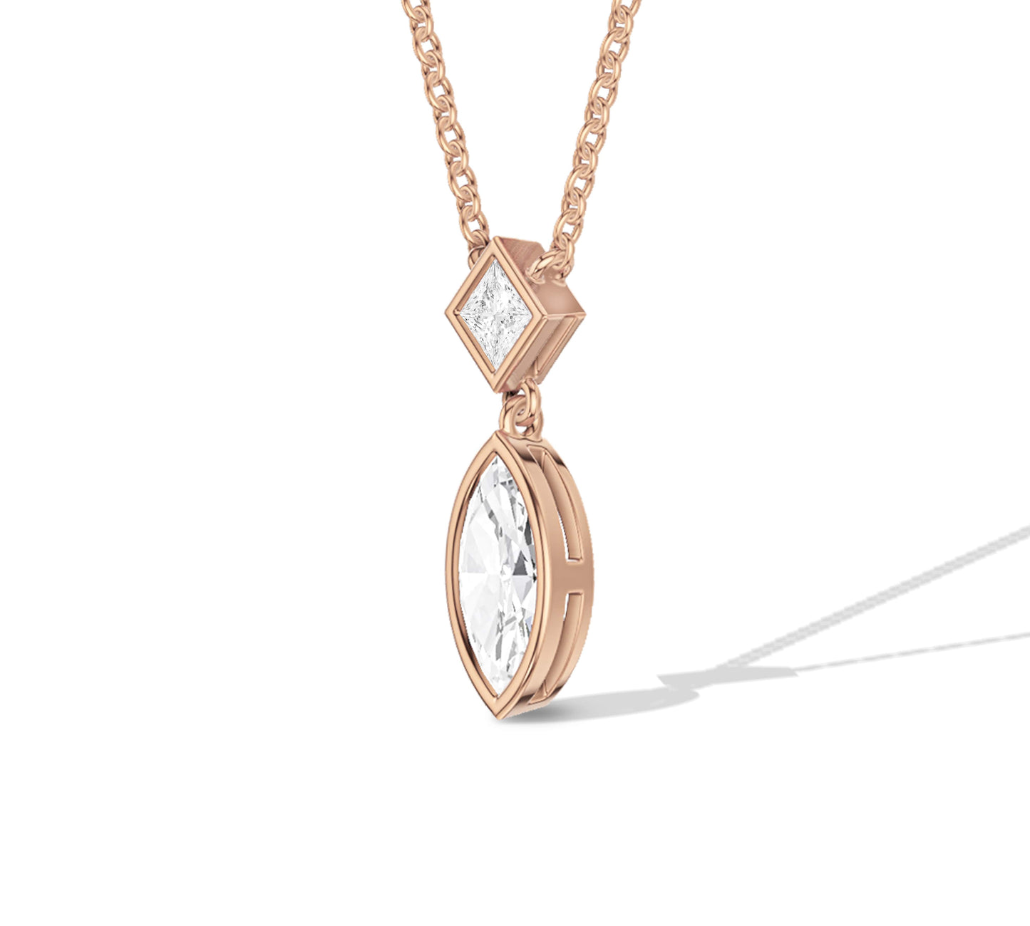 rose gold two diamond drop necklace